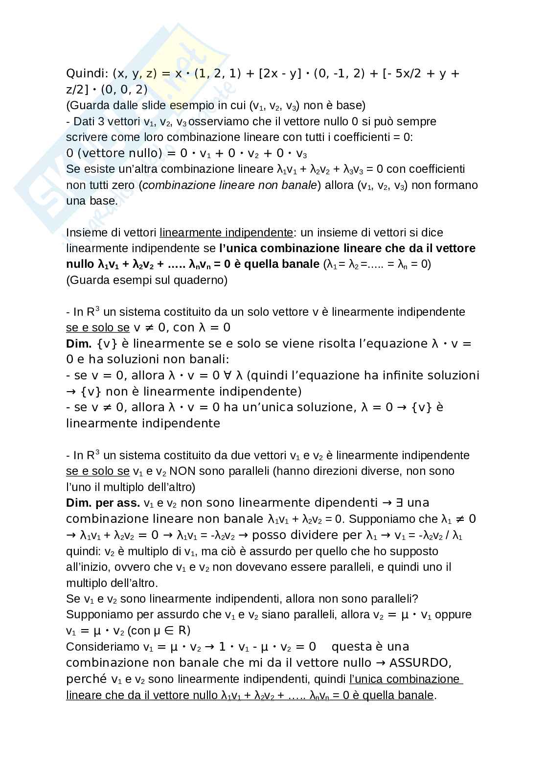Appunti di Geometria e algebra lineare Pag. 6
