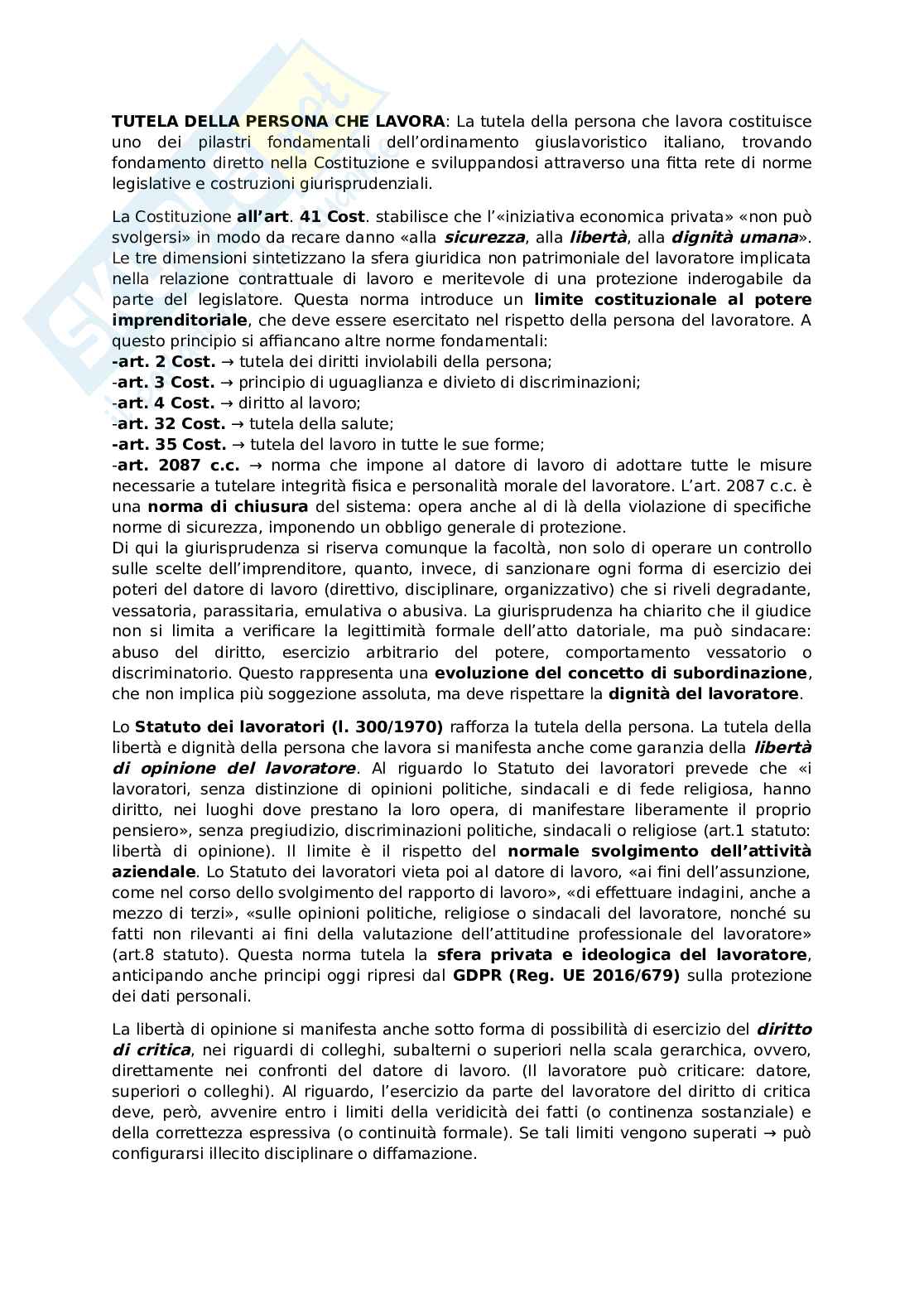 Vari argomenti di Diritto del lavoro Pag. 1