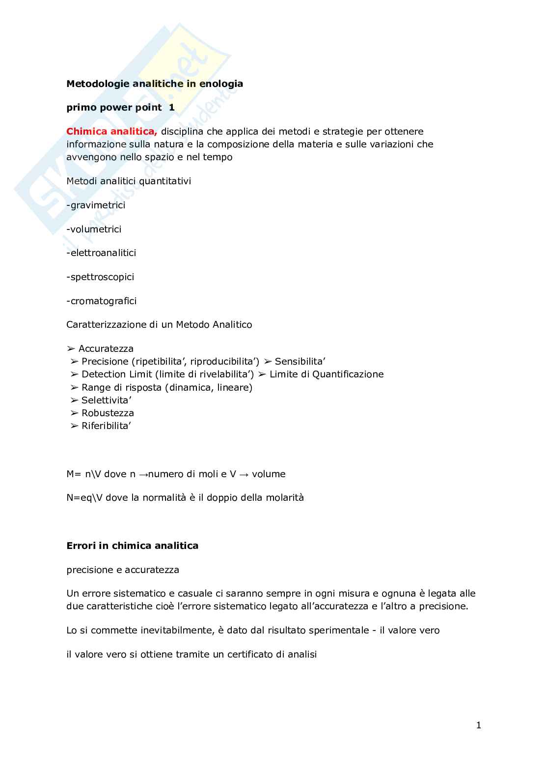 Chimica analitica Pag. 1