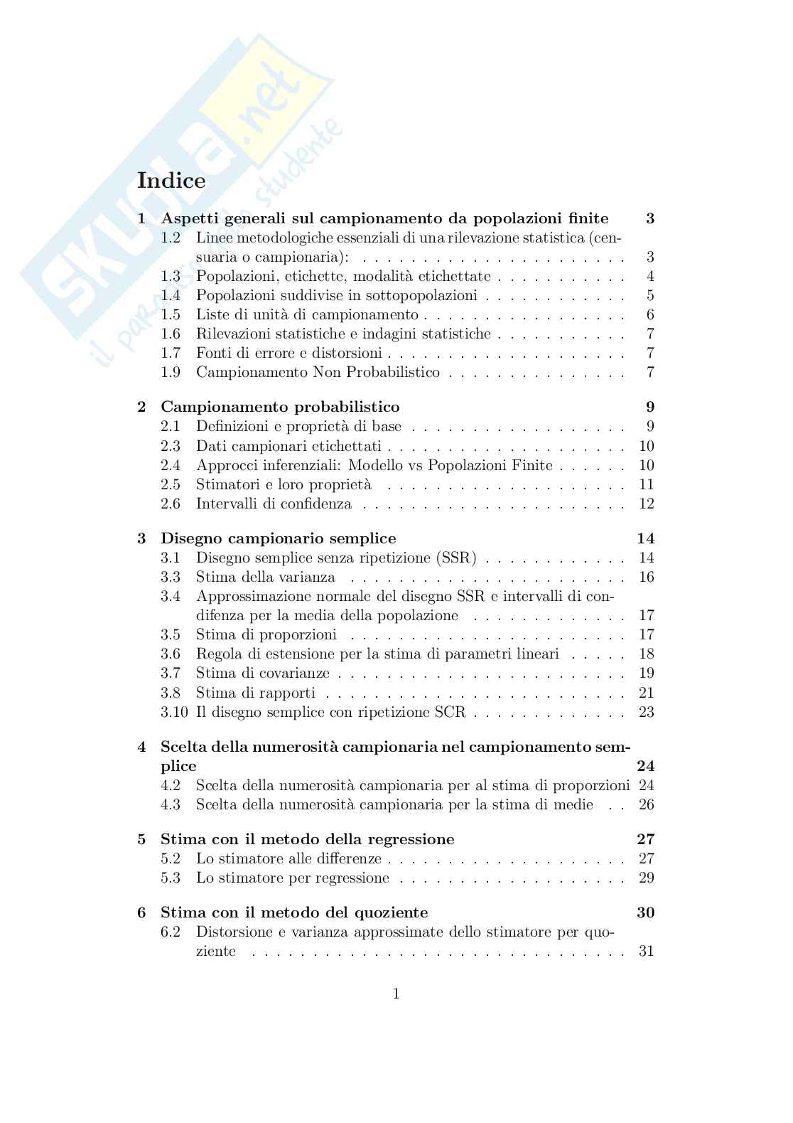 Appunti LaTeX completi di Tecniche di campionamento Pag. 1
