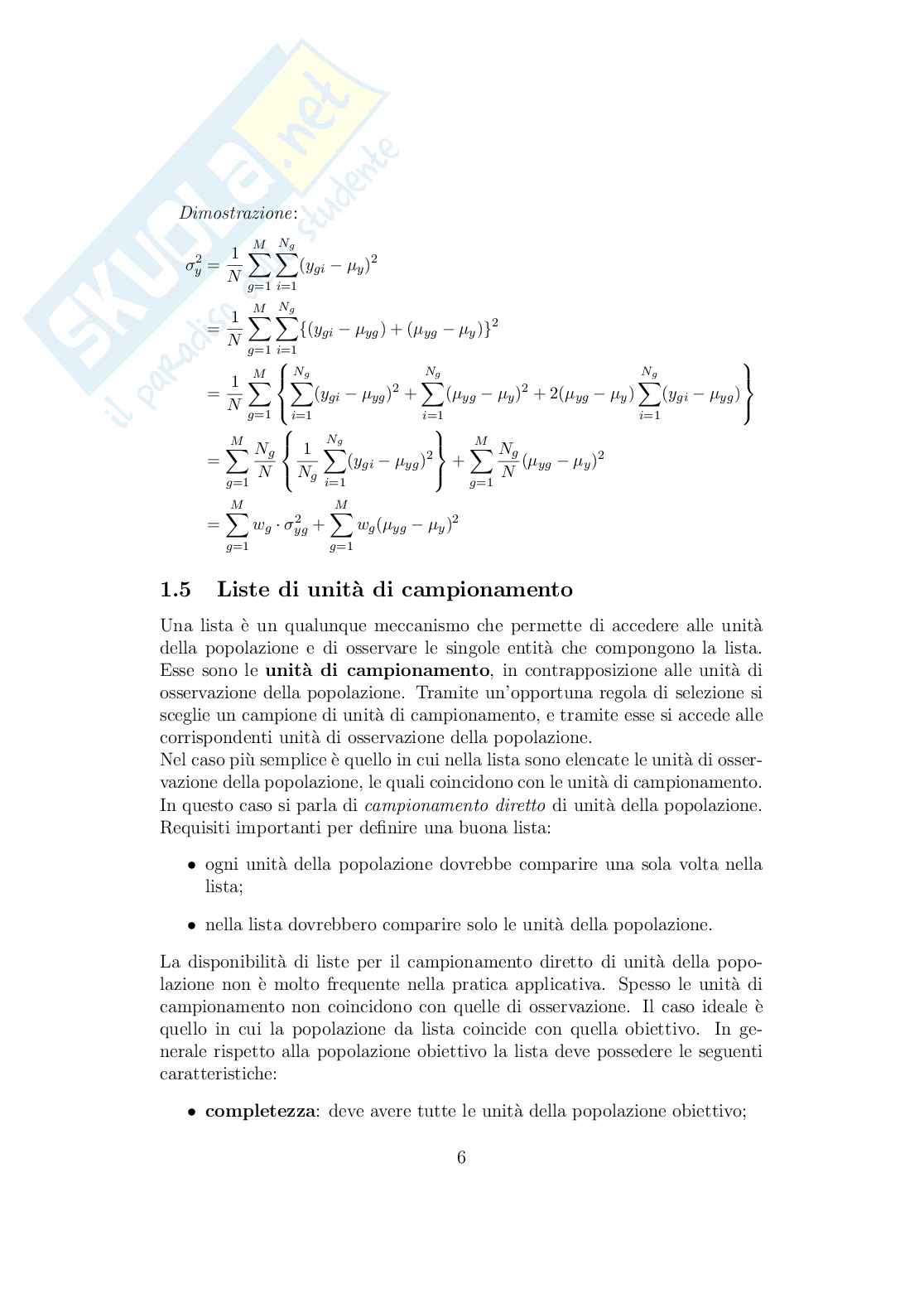 Appunti LaTeX completi di Tecniche di campionamento Pag. 6