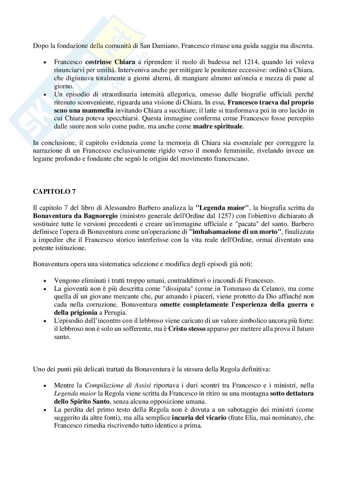 Riassunto esame Religione, società e culture nel medioevo, Prof. Michetti Raimondo, libro consigliato San Francesco, Barbero Pag. 11
