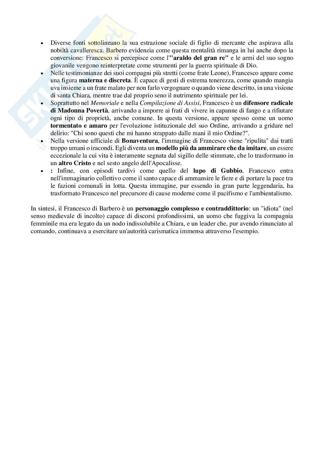Riassunto esame Religione, società e culture nel medioevo, Prof. Michetti Raimondo, libro consigliato San Francesco, Barbero Pag. 16
