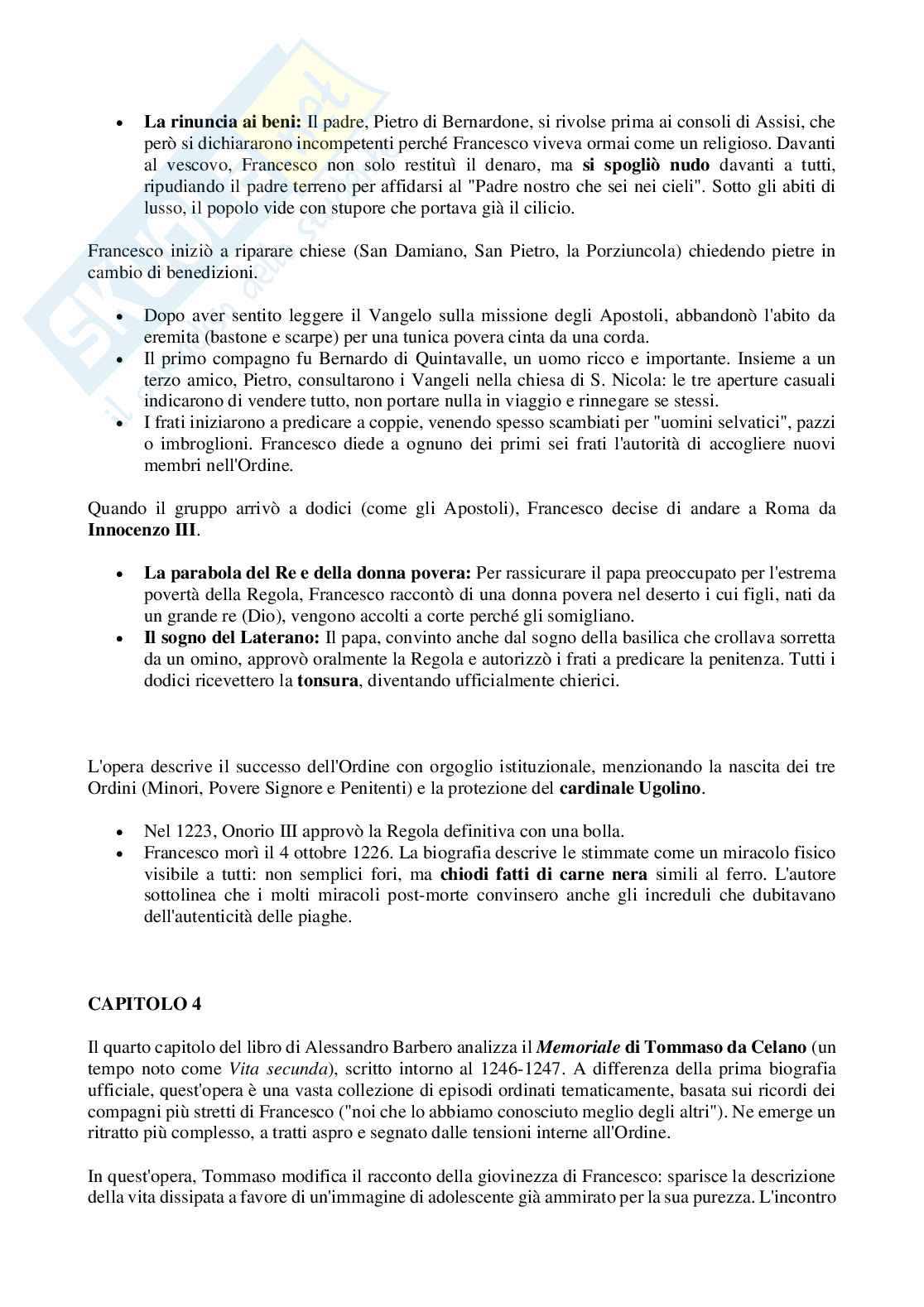 Riassunto esame Religione, società e culture nel medioevo, Prof. Michetti Raimondo, libro consigliato San Francesco, Barbero Pag. 6