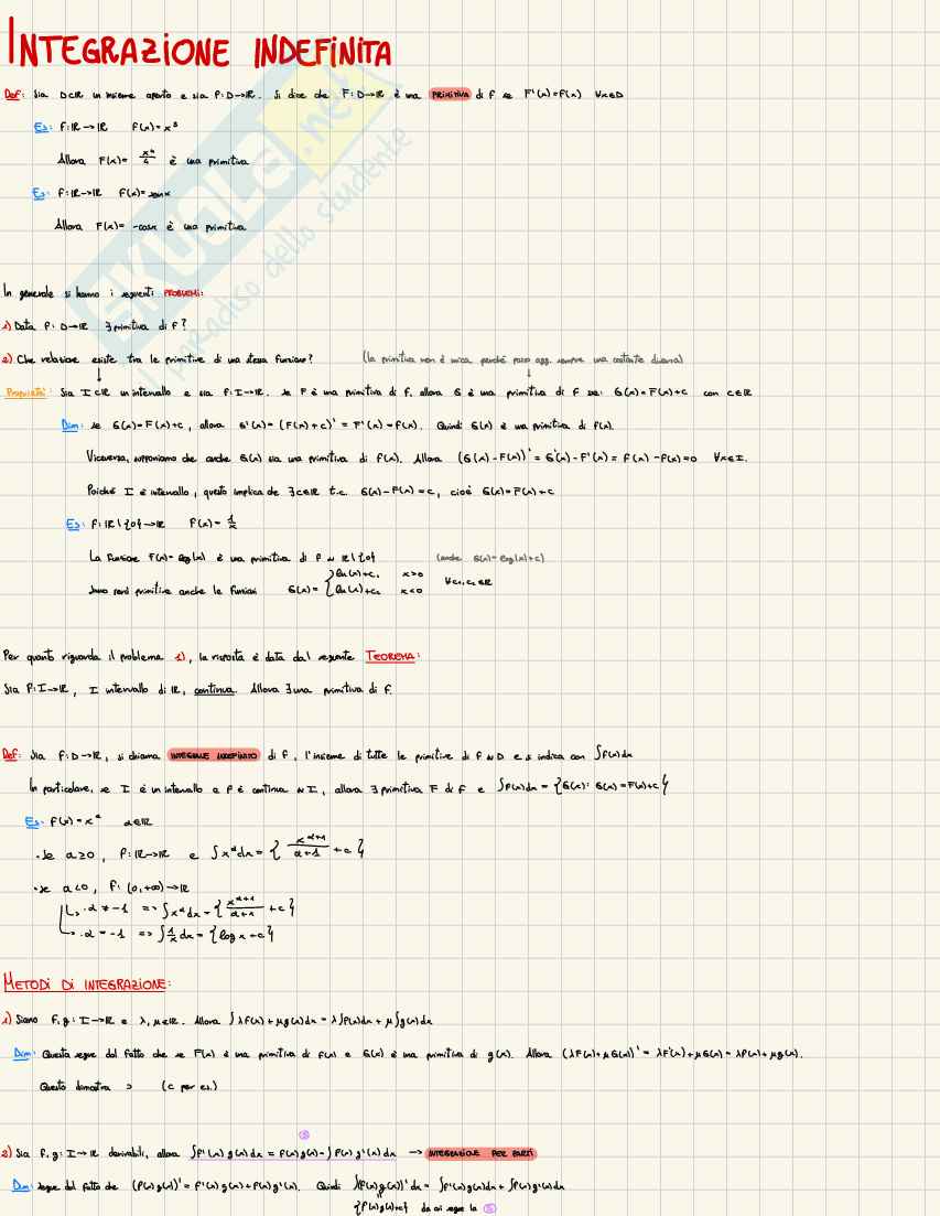 Appunti Analisi matematica 1: teoria degli integrali definiti e impropri Pag. 1