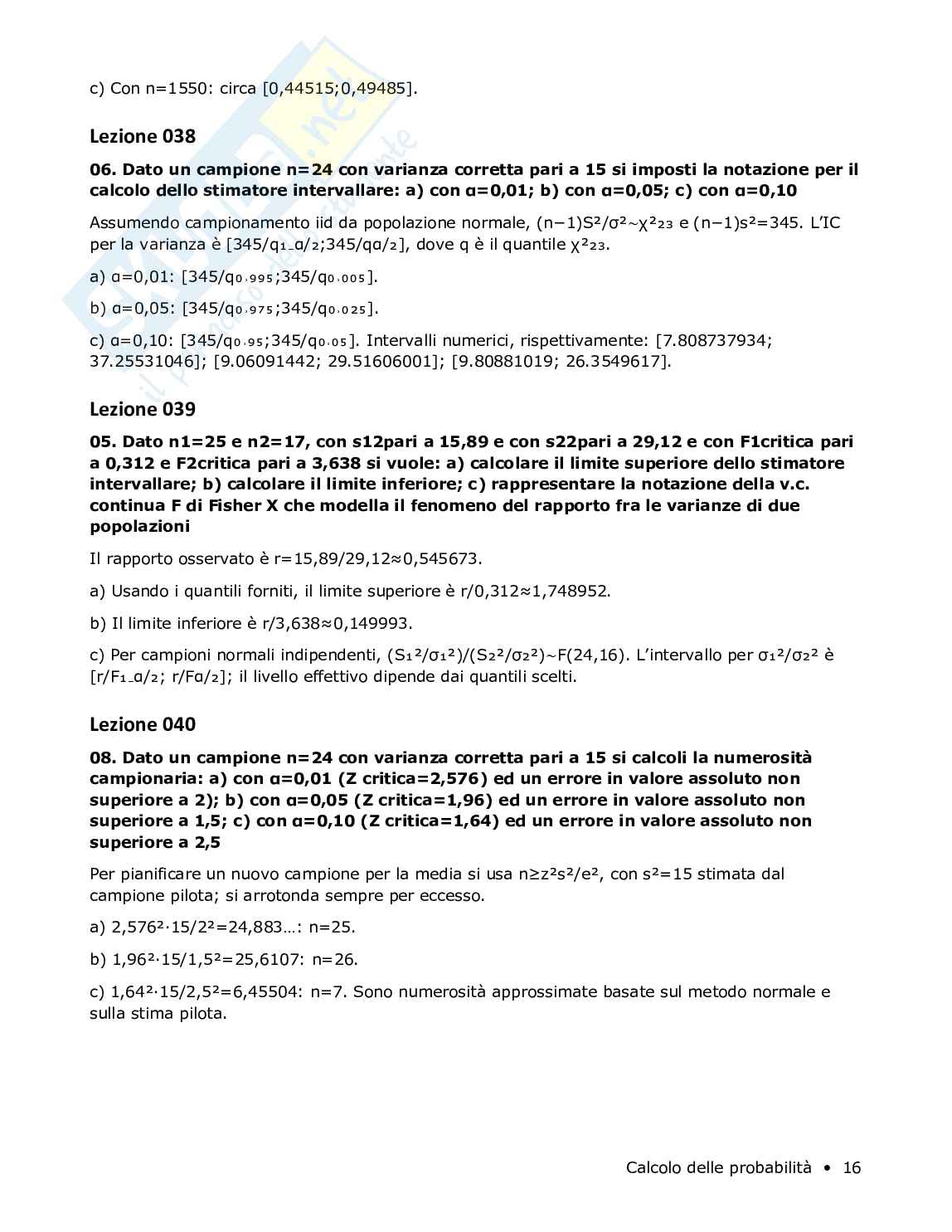 Risposte aperte Calcolo delle probabilità, 2026 Pag. 16