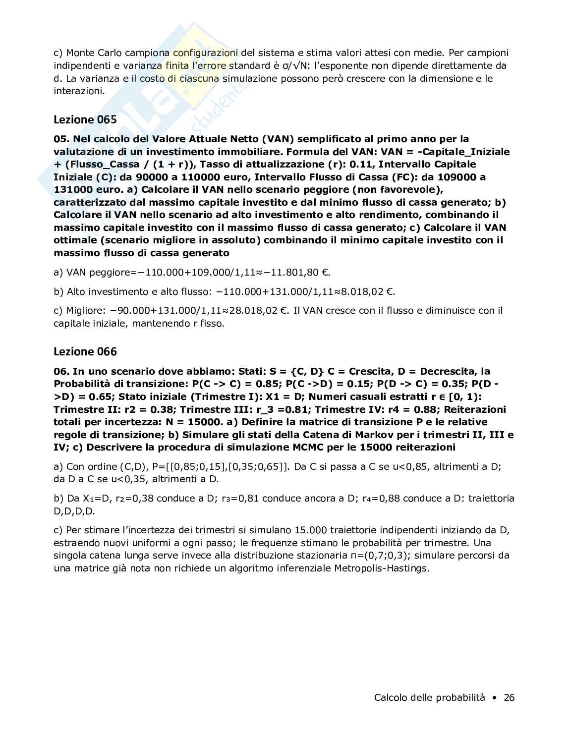 Risposte aperte Calcolo delle probabilità, 2026 Pag. 26