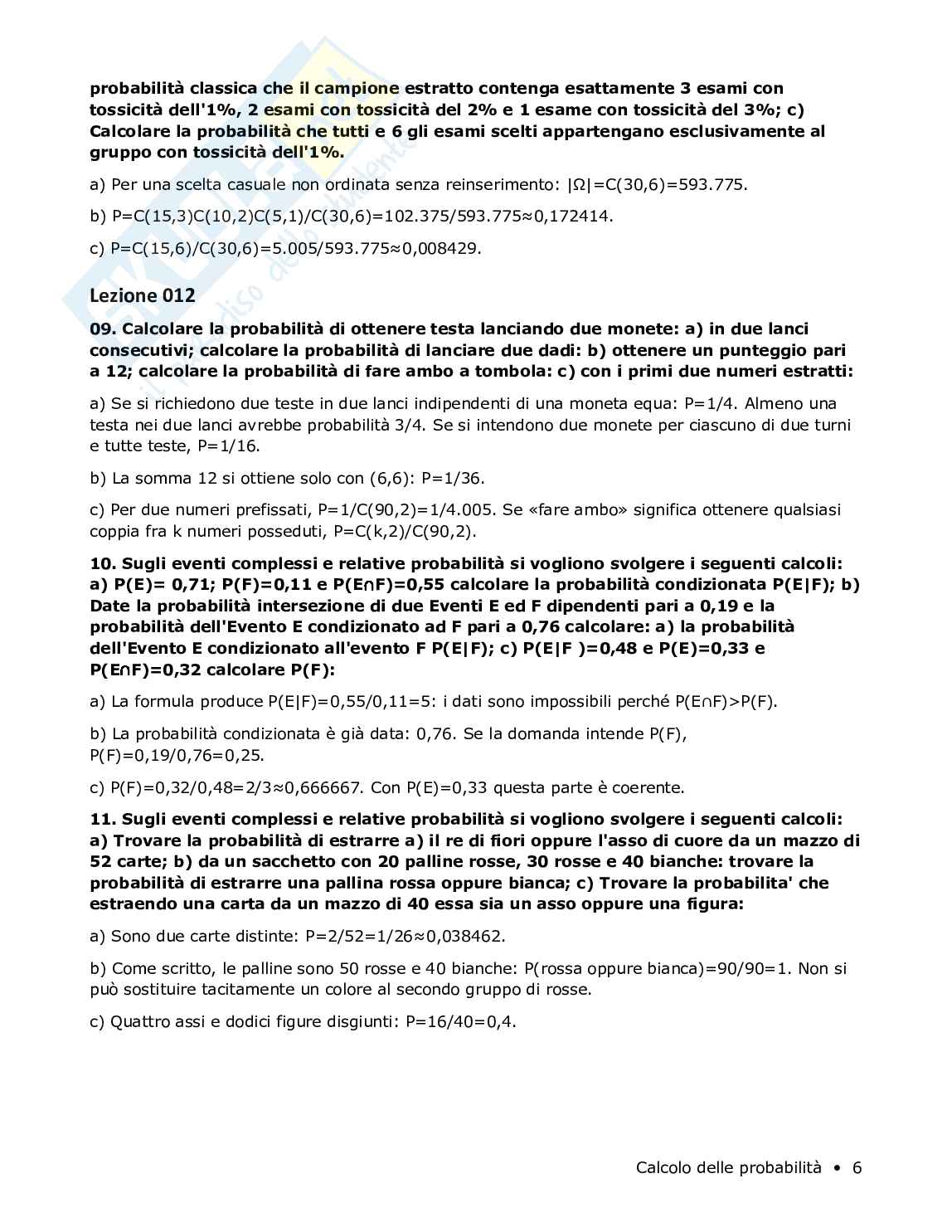 Risposte aperte Calcolo delle probabilità, 2026 Pag. 6