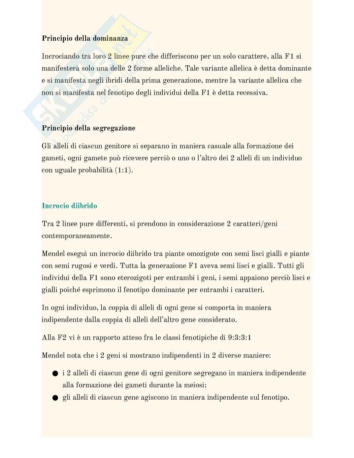 Genetica mendeliana e le sue estensioni  Pag. 6