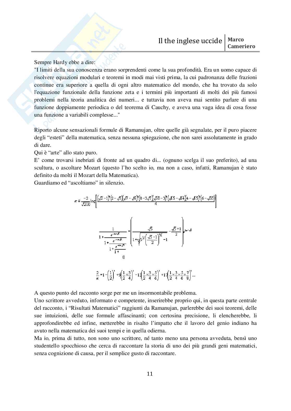 Il the inglese uccide, Ramanujan genio matematico Pag. 11