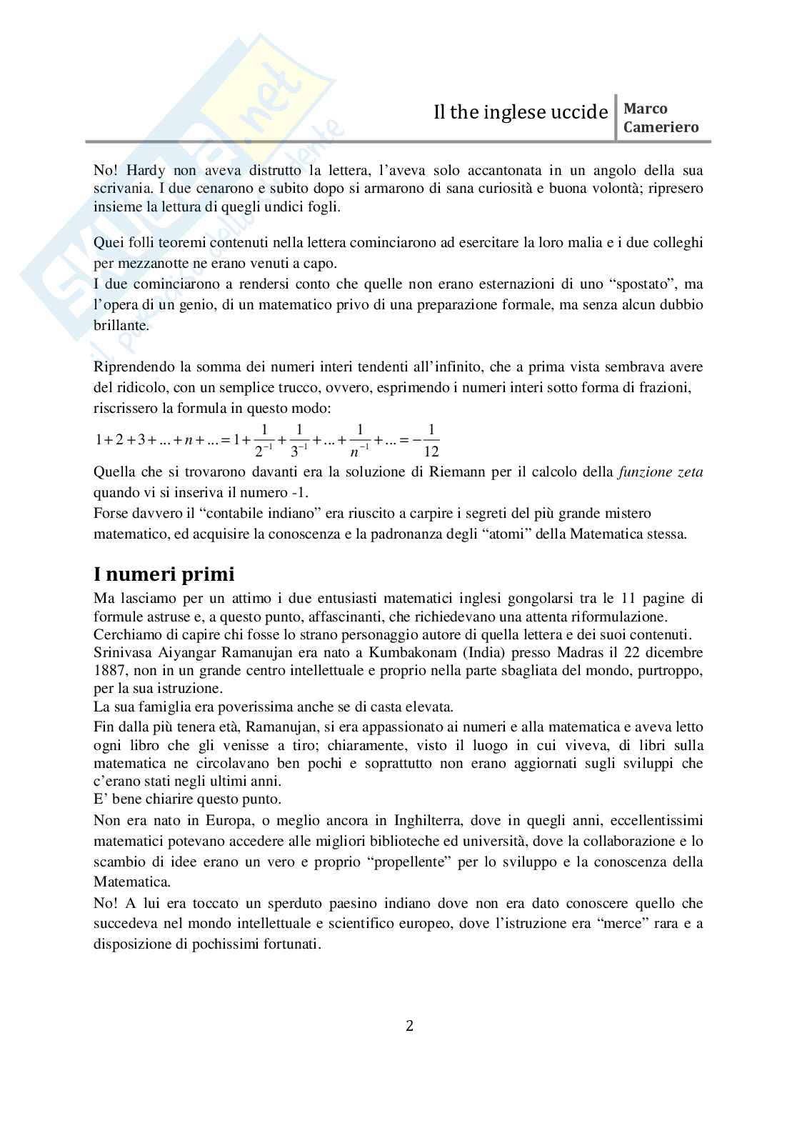 Il the inglese uccide, Ramanujan genio matematico Pag. 2