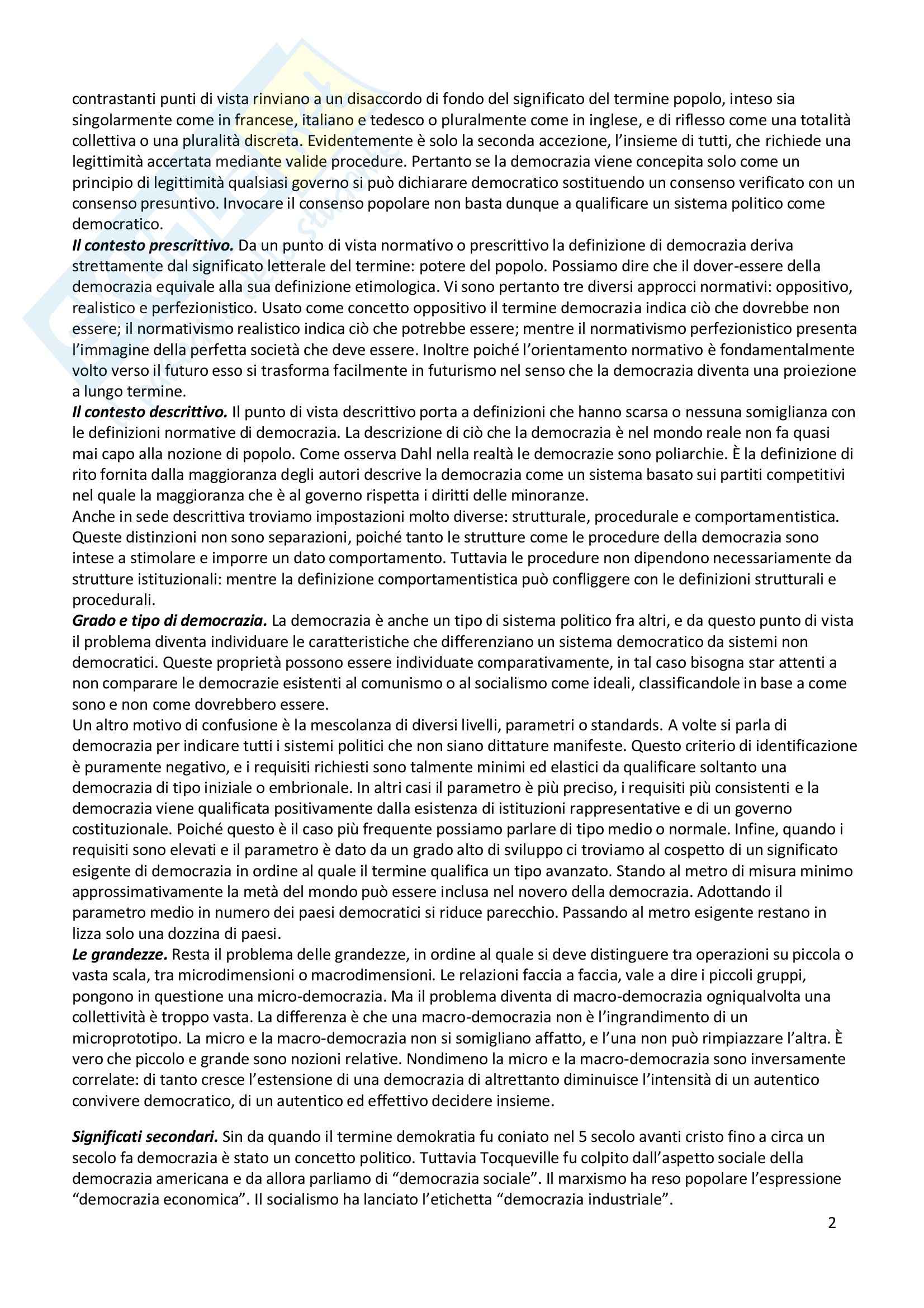 Riassunto esame Elementi di Teoria Politica, prof. Fruncillo, libro consigliato Elementi di Teoria Politica, Sartori Pag. 2