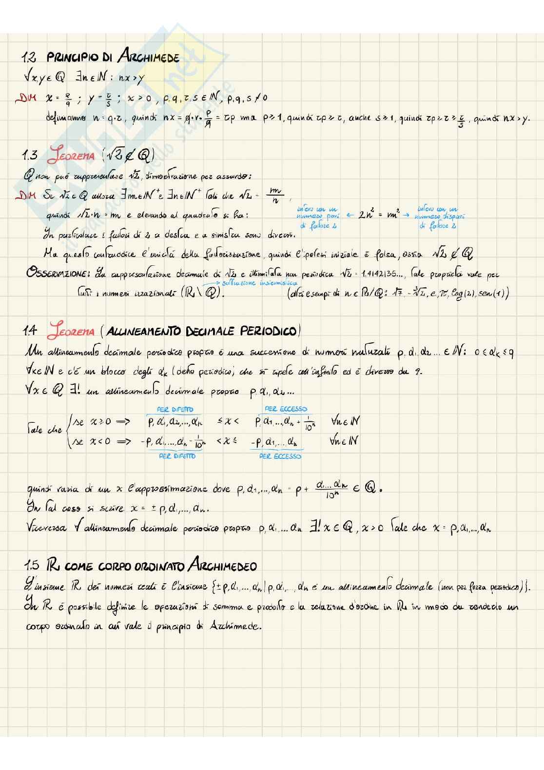 Riassunto esame Analisi matematica 1, Prof. Morsella Gerardo, libro consigliato Analisi Matematica 1, Marco Bramanti, Carlo D. Pagani, Sandro Salsa Pag. 2