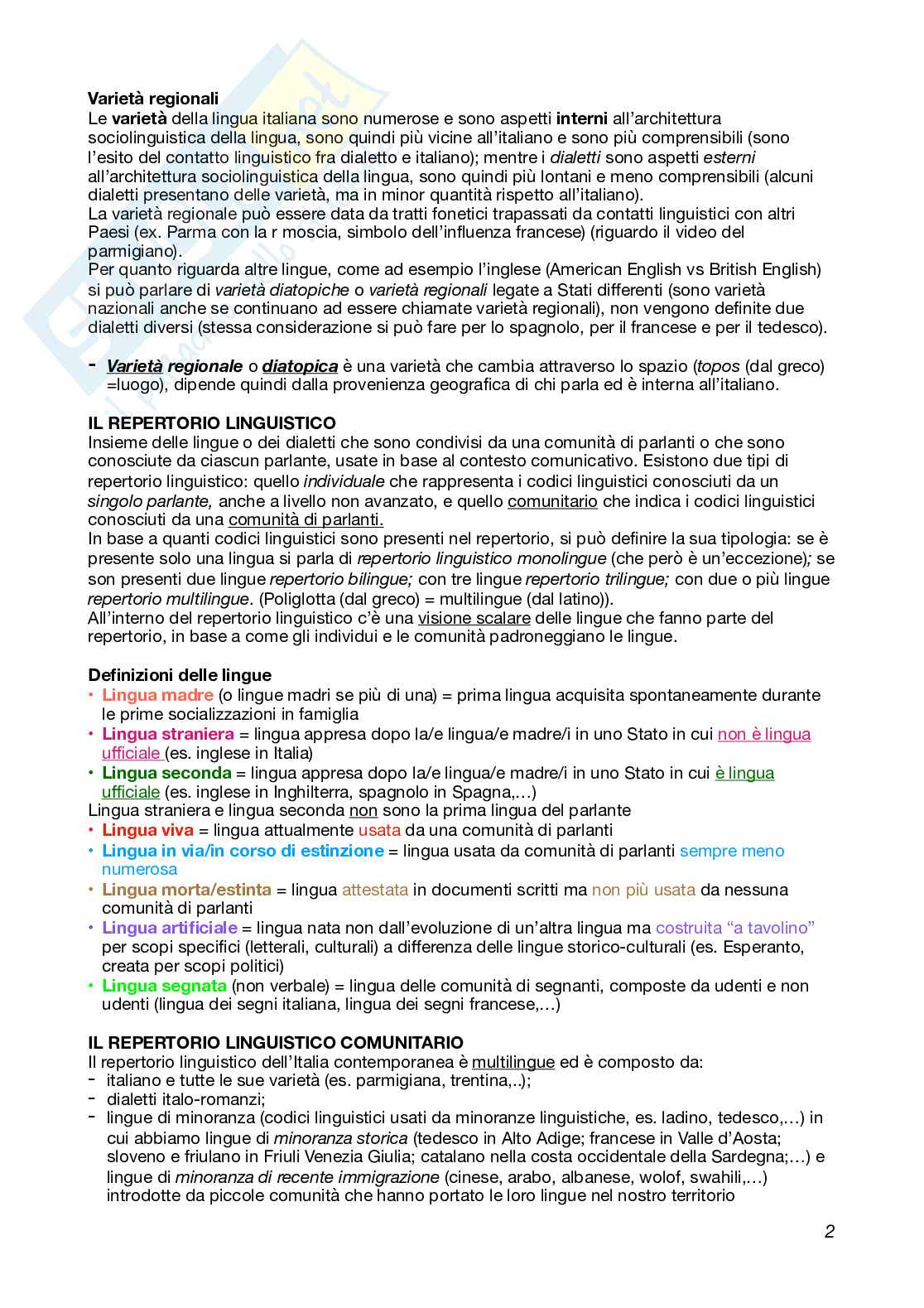 Linguistica generale e glottologia Pag. 2