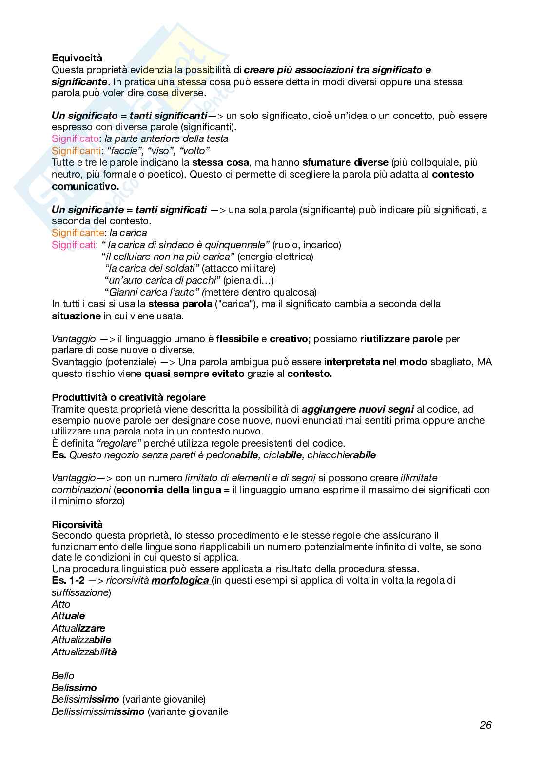 Linguistica generale e glottologia Pag. 26