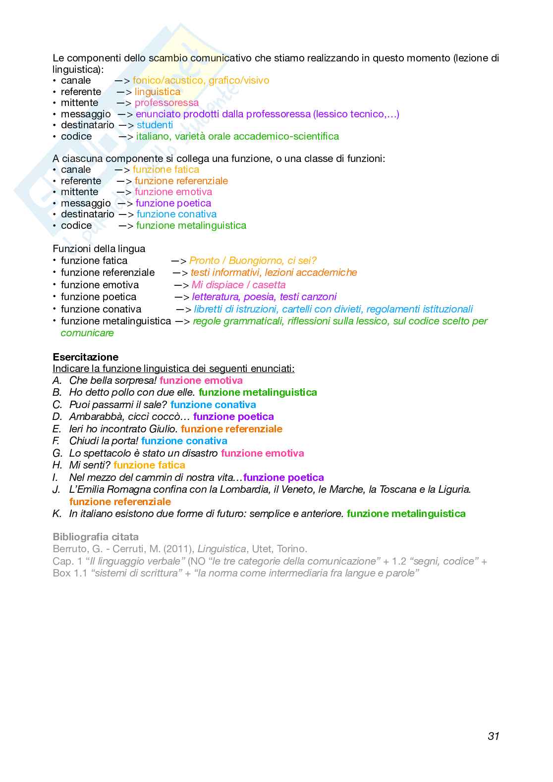 Linguistica generale e glottologia Pag. 31