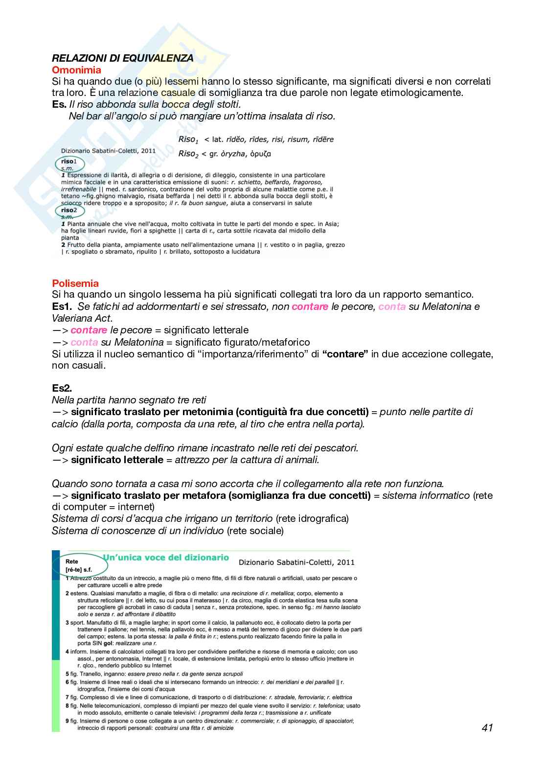 Linguistica generale e glottologia Pag. 41