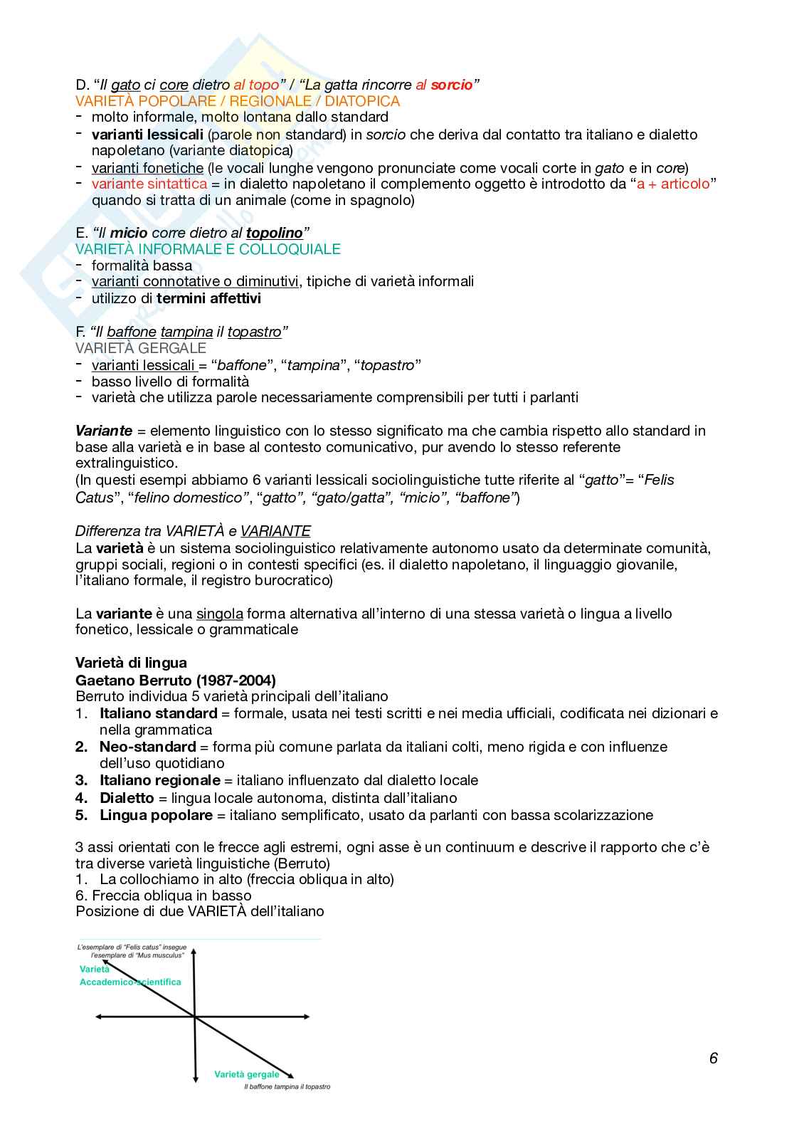 Linguistica generale e glottologia Pag. 6