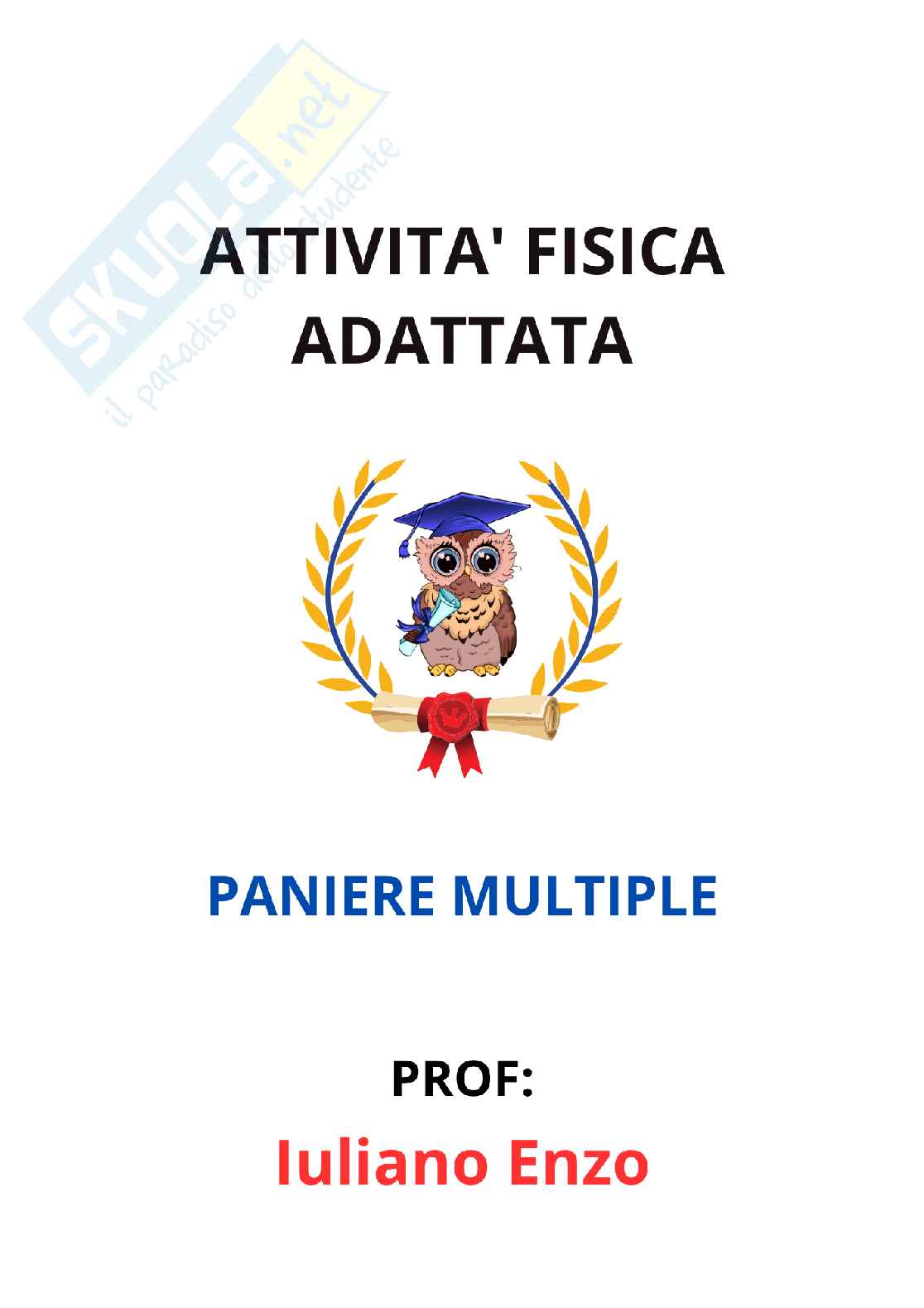 Paniere Attività fisica adattata - (2026) - Risposte multiple corrette Pag. 1