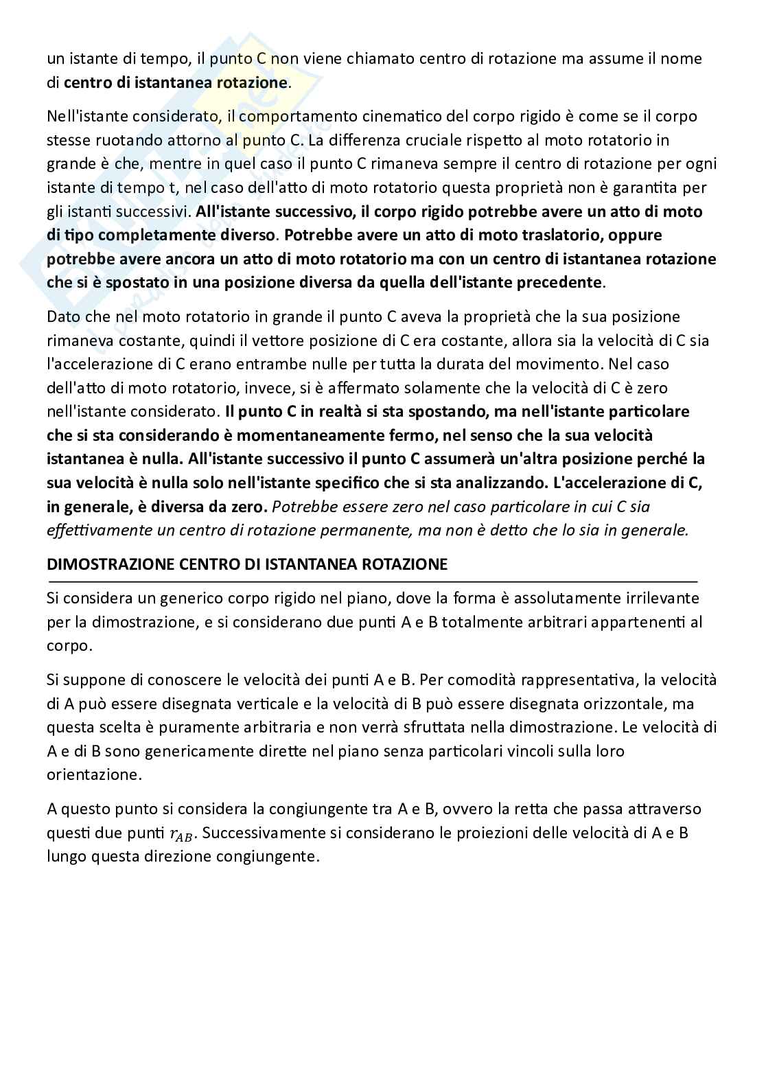 Fondamenti di meccanica teorica ed applicata (parte 3) - Concetti di cinematica del corpo rigido Pag. 11