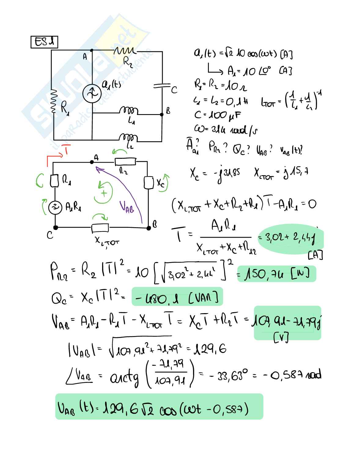 Esercitazione circuiti elettrici Pag. 1