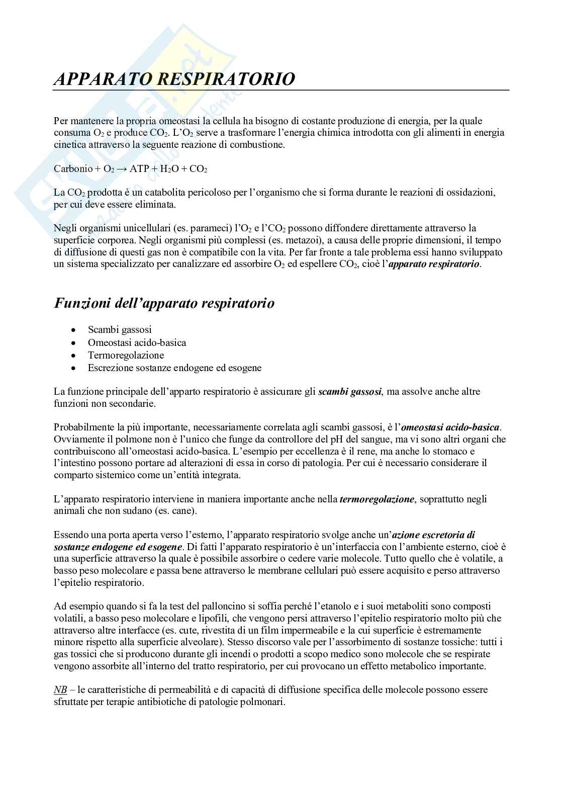 Fisiologia 2 (Apparato Respiratorio) Pag. 1