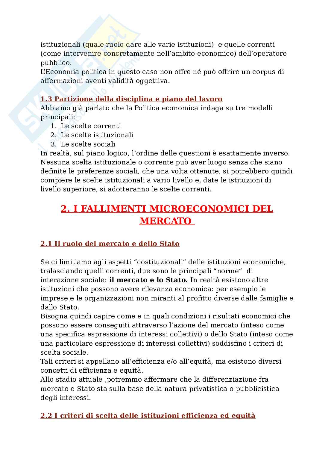 Riassunto esame Elementi di Teoria politica, Prof. Arbolino Roberta, libro consigliato Politica economica e strategie aziendali, Acocella Pag. 2