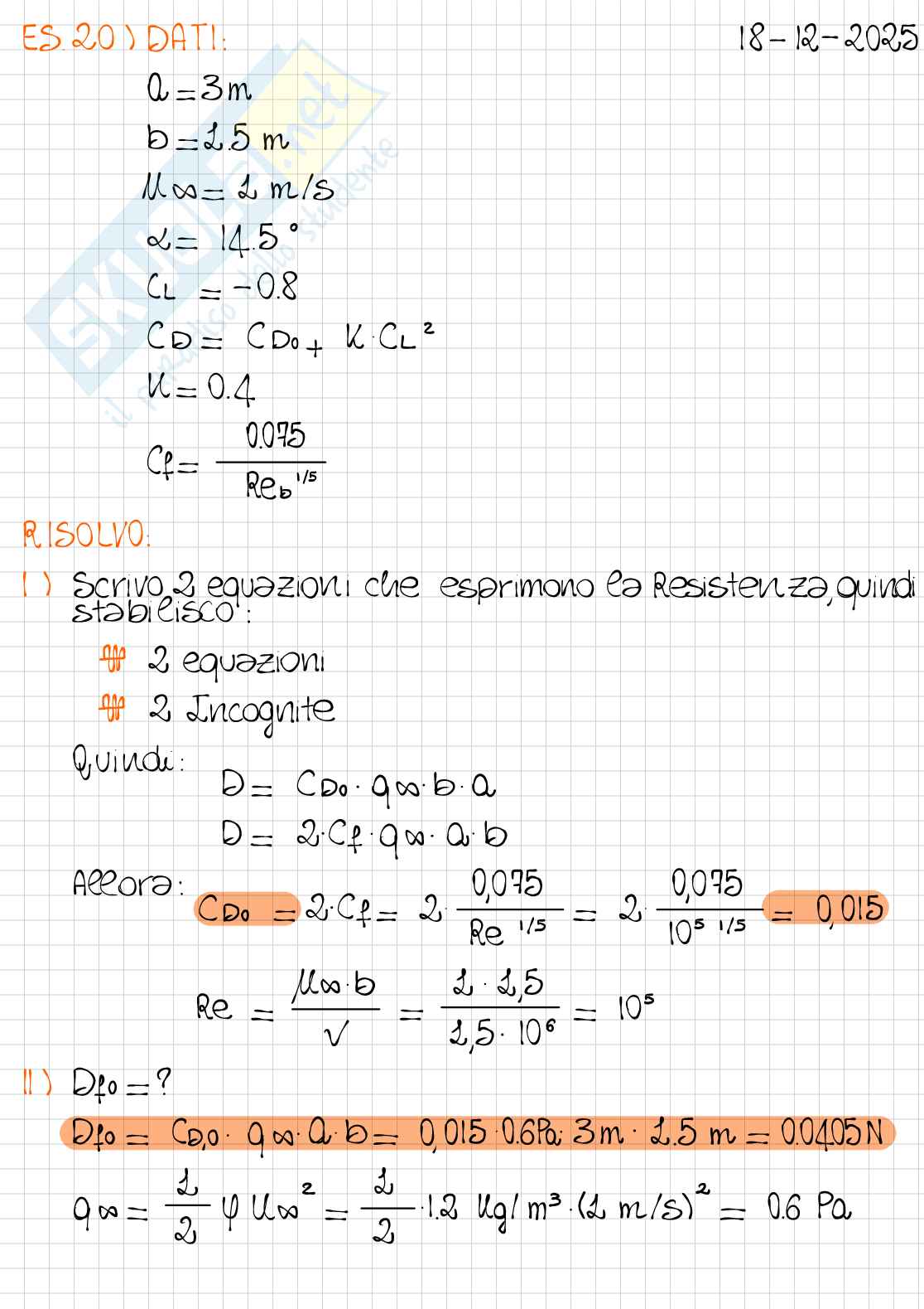 Esercitazione Aerodinamica e gestione termica del veicolo Pag. 2