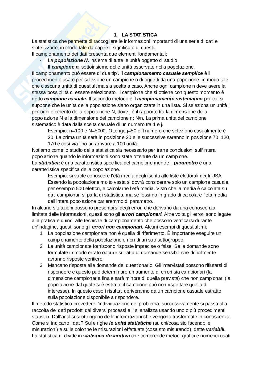 Appunti di Statistica  Pag. 1