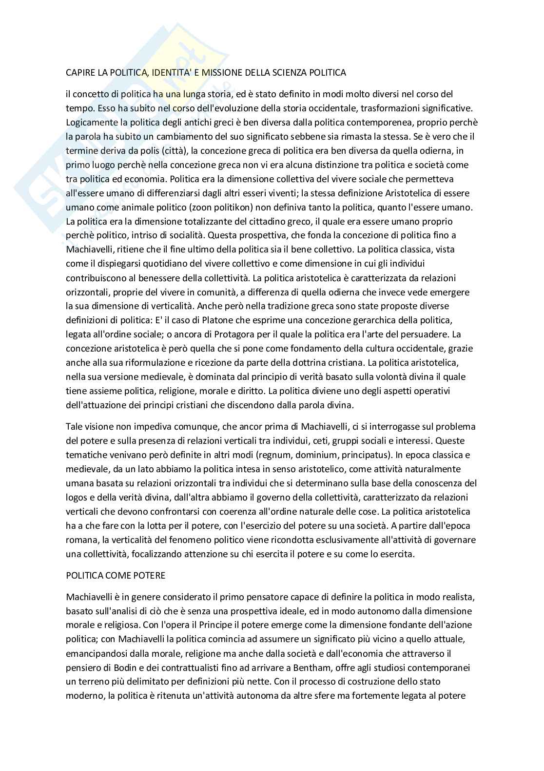 Esame di Scienza Politica, tratto dal corso del Prof. Cusumano e dal manuale consigliato Pag. 2