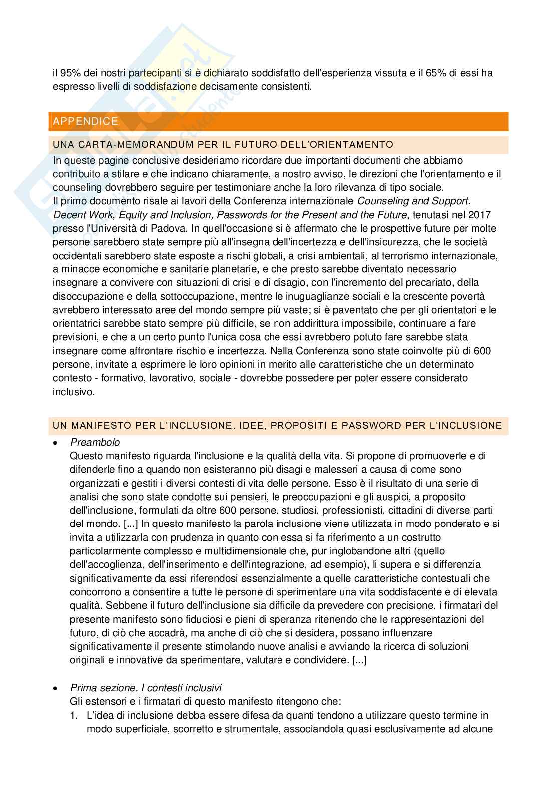 Riassunto esame Progettazione Professionale e Career Counselling, Prof. Nota Laura, libro consigliato L'orientamento e la progettazione professionale. Modelli, strumenti e buone pratiche, Soresi Salvatore, Nota Laura Pag. 91