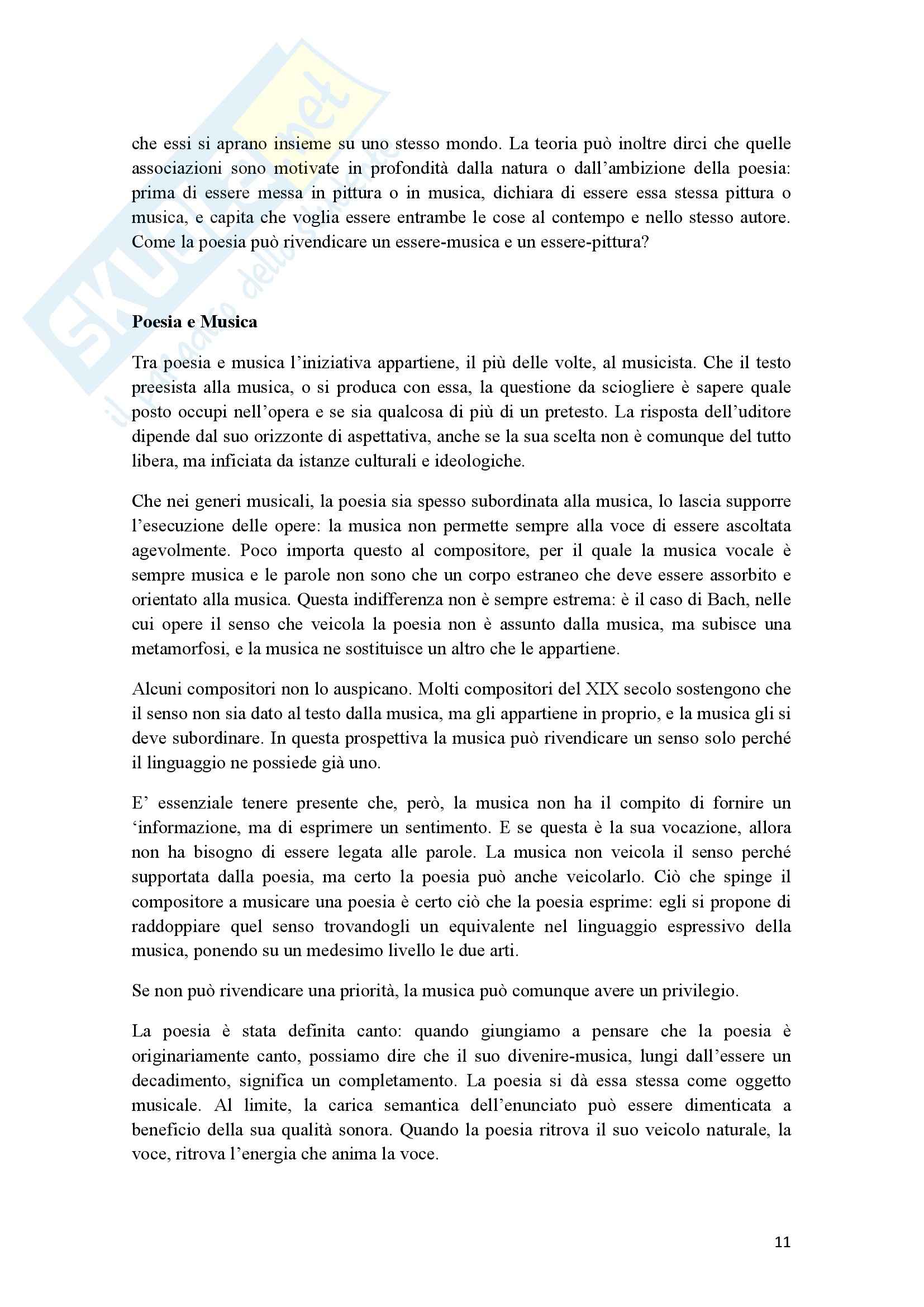Riassunto esame Estetica, prof. Cappelletto, libro consigliato L'occhio e l'orecchio, Dufrenne Pag. 11