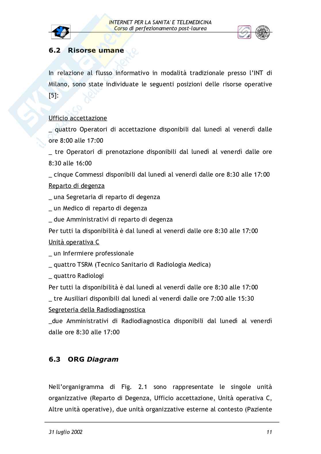 Analisi e modellizzazione del flusso informativo in modalità tradizionale e con sistema RIS-PACS presso una unità di radiodiagnostica Pag. 11