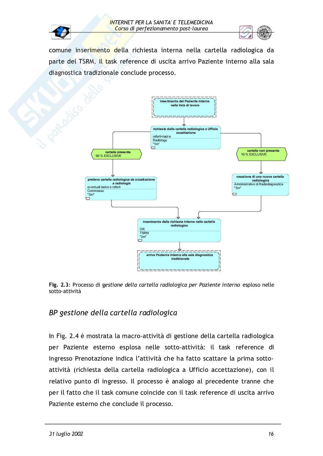 Analisi e modellizzazione del flusso informativo in modalità tradizionale e con sistema RIS-PACS presso una unità di radiodiagnostica Pag. 16