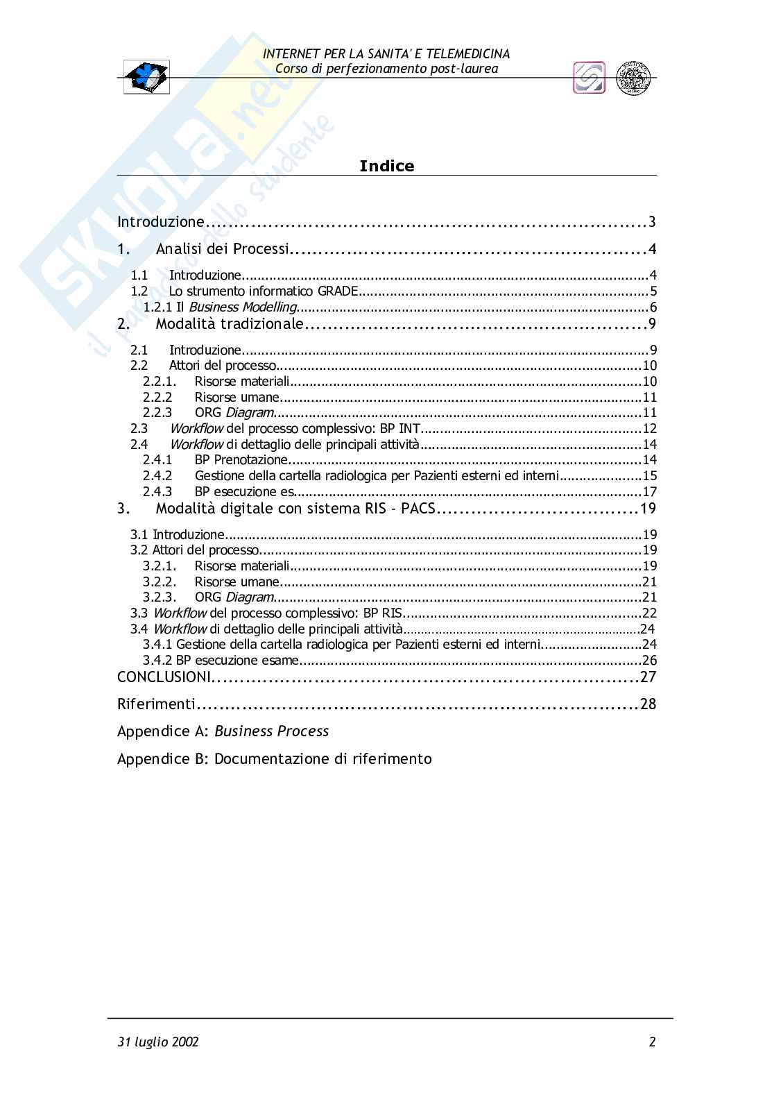 Analisi e modellizzazione del flusso informativo in modalità tradizionale e con sistema RIS-PACS presso una unità di radiodiagnostica Pag. 2