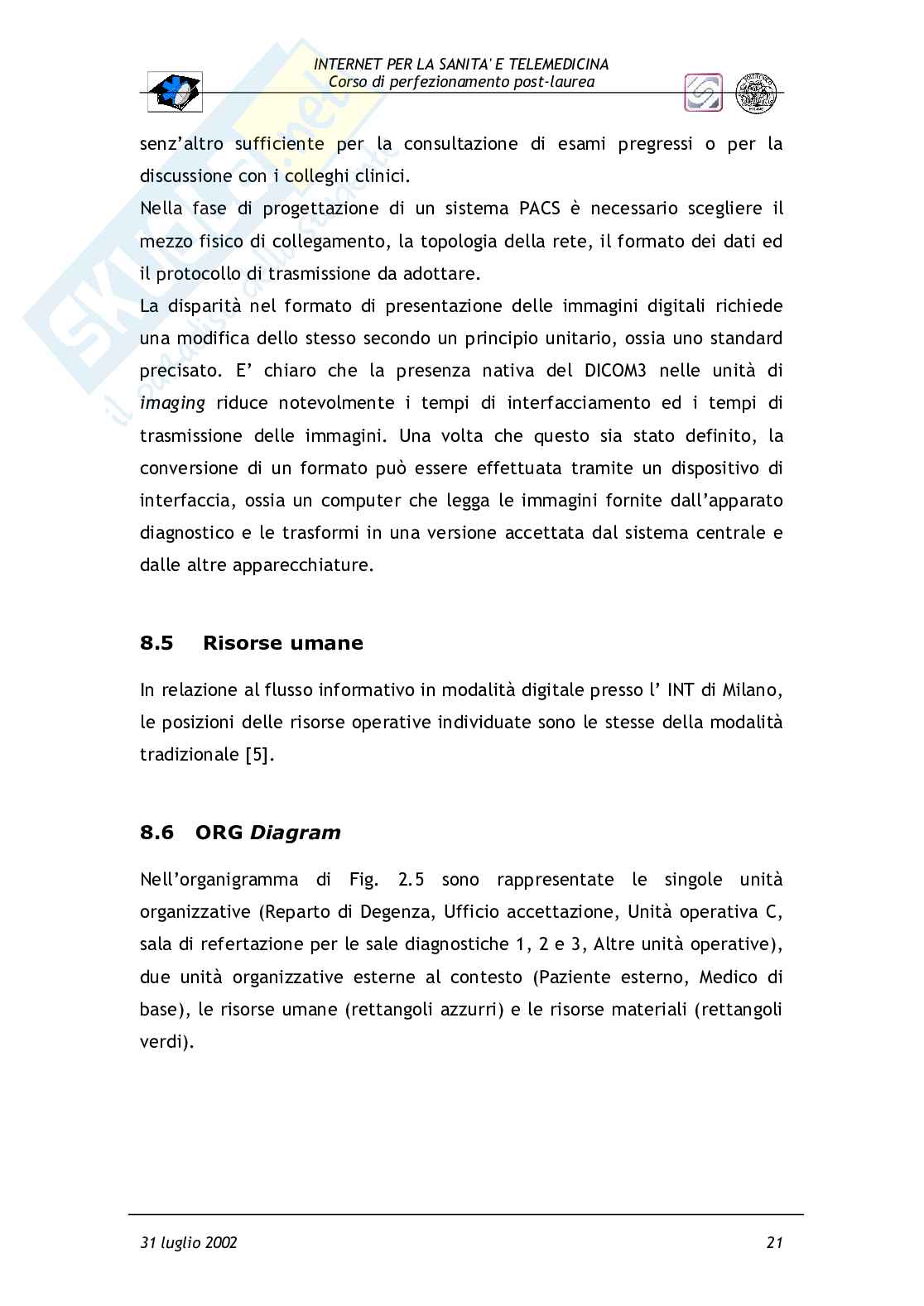 Analisi e modellizzazione del flusso informativo in modalità tradizionale e con sistema RIS-PACS presso una unità di radiodiagnostica Pag. 21