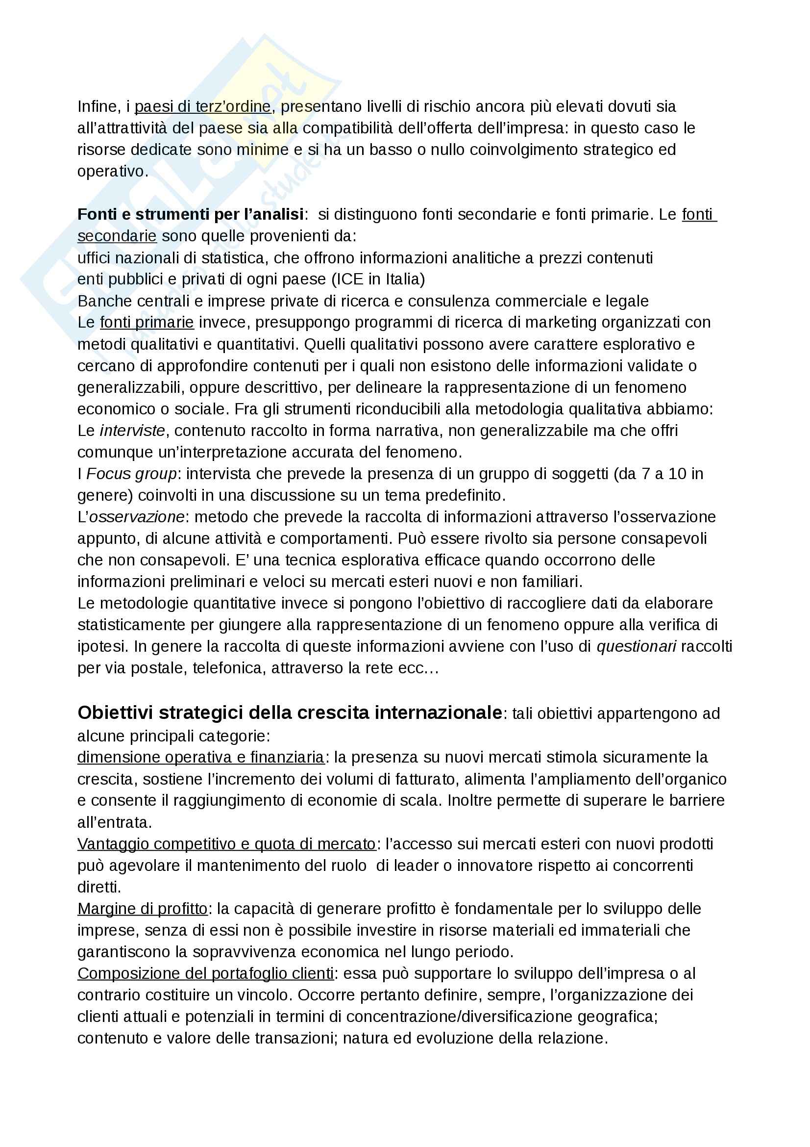 Riassunto esame Marketing Internazionale, prof. Bursi, libro consigliato Marketing Internazionale, Mc Graw Hill - Capp. 1 3 4 8 9 10 11 Pag. 6