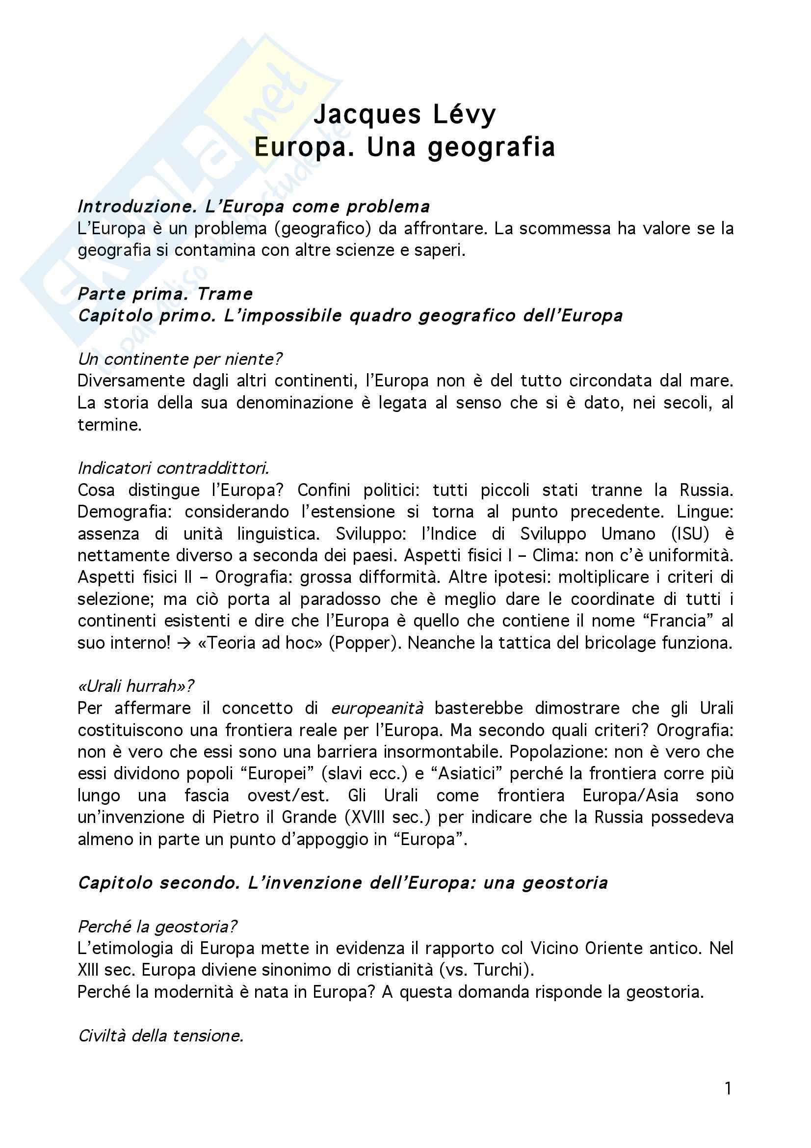 Geografia economico-politica - Lévy - Appunti Pag. 1