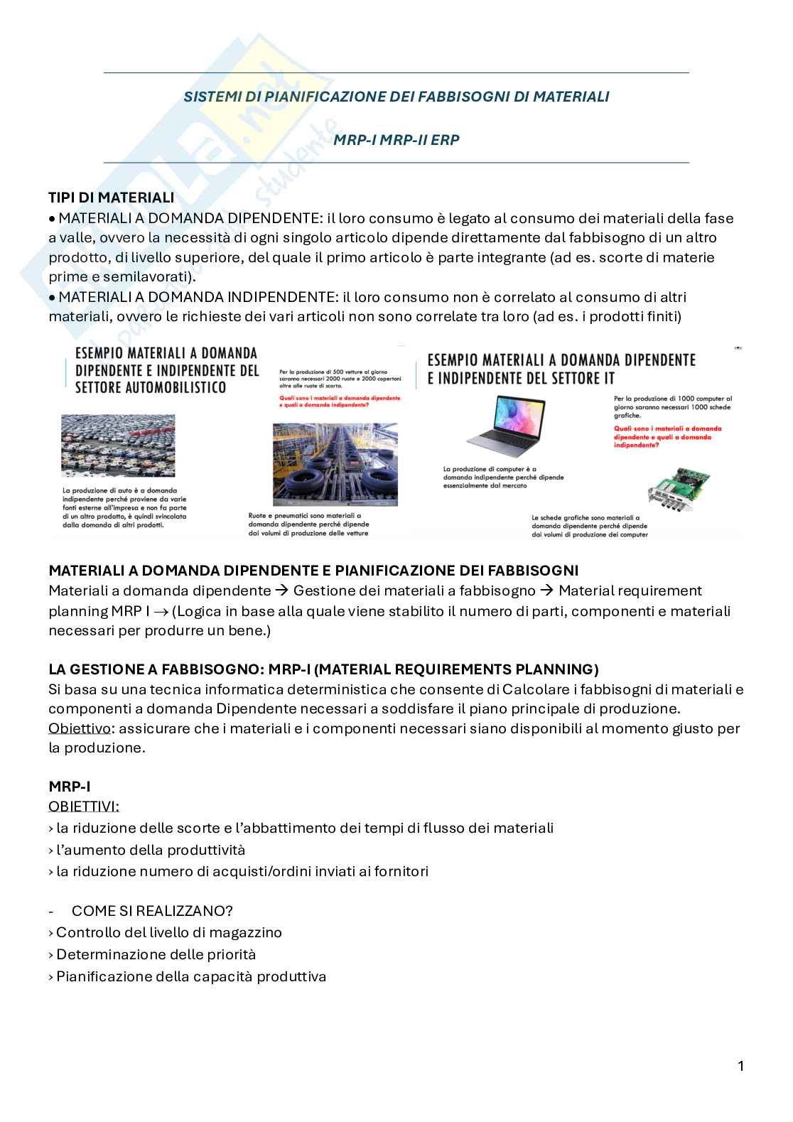 Appunti Tecnologia dei cicli produttivi, 3 Pag. 1