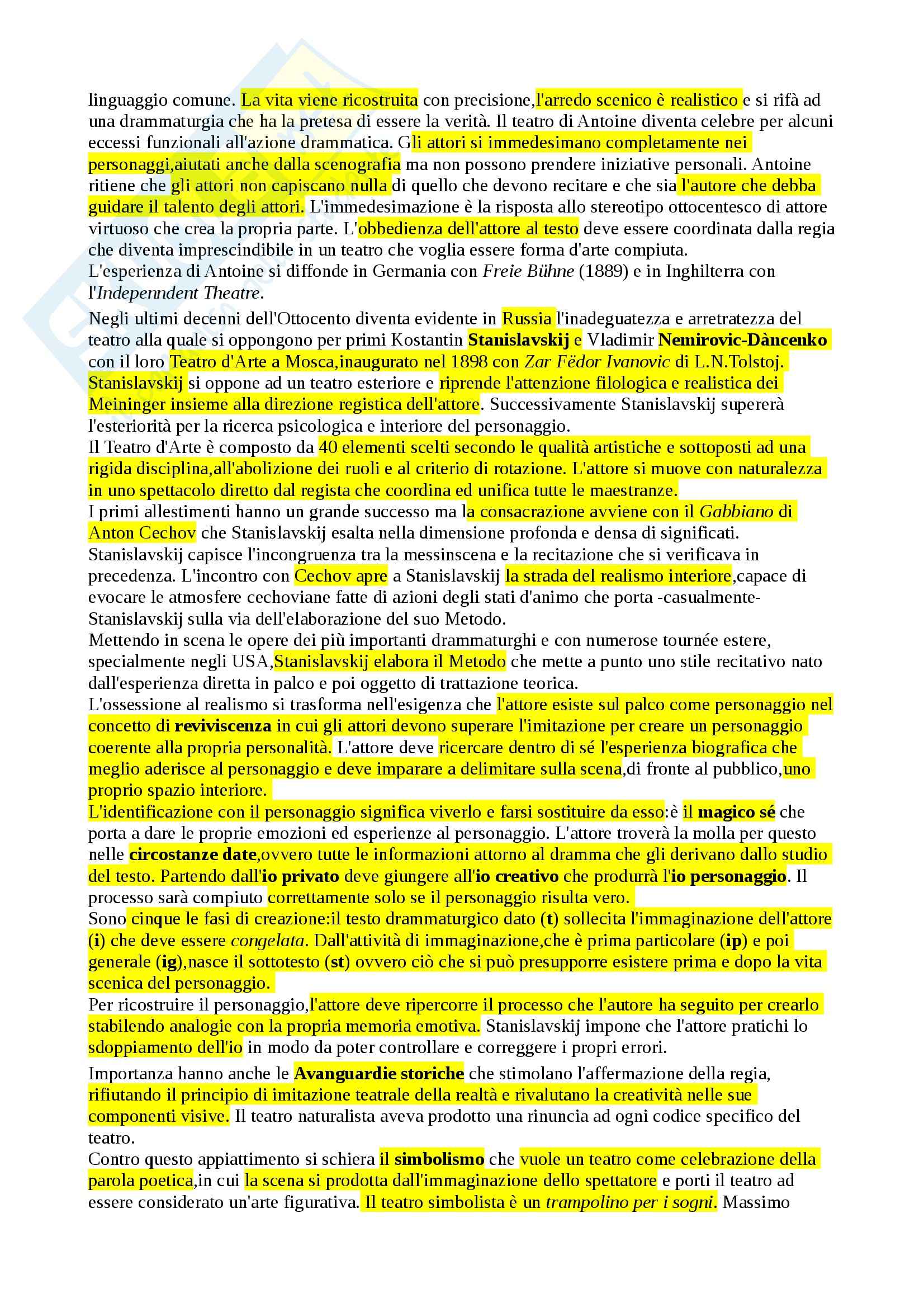 Riassunto esame Storia del teatro contemporaneo, prof. Cambiaghi, libro consigliato Storia della regia teatrale in italia, Bosisio Pag. 2