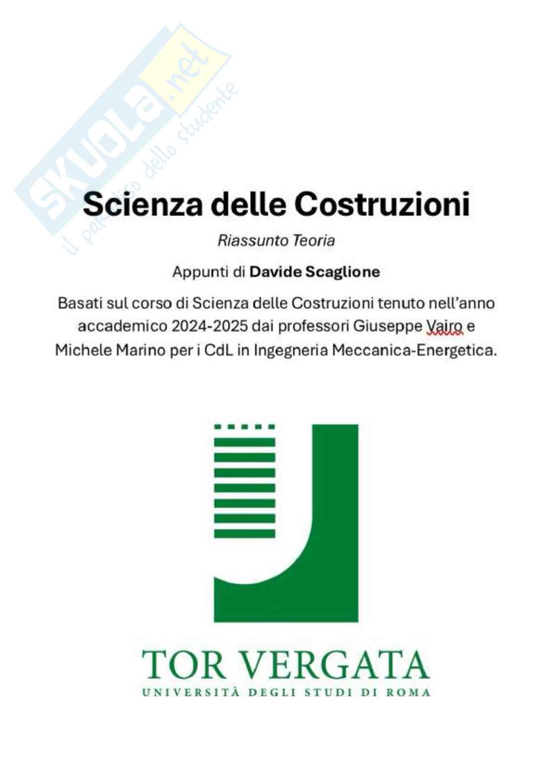 Appunti di Scienza delle costruzioni   Pag. 1