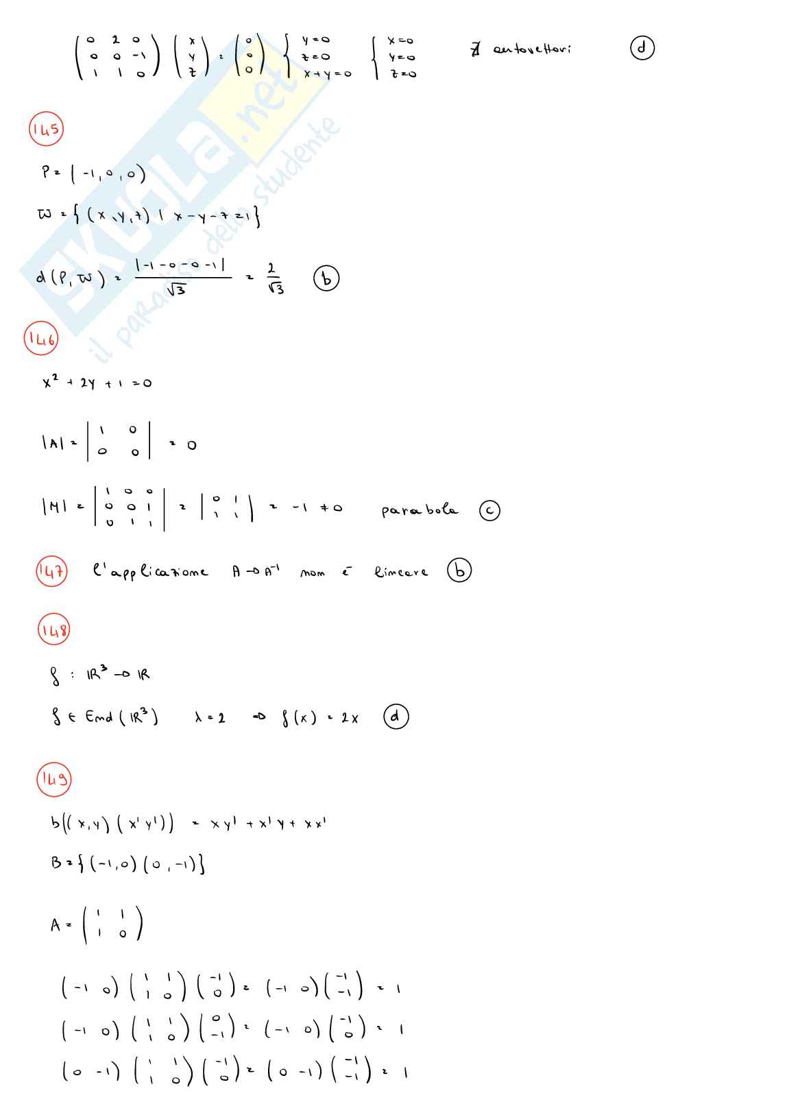 Esercizi svolti del libro di Test di algebra lineare Pag. 26