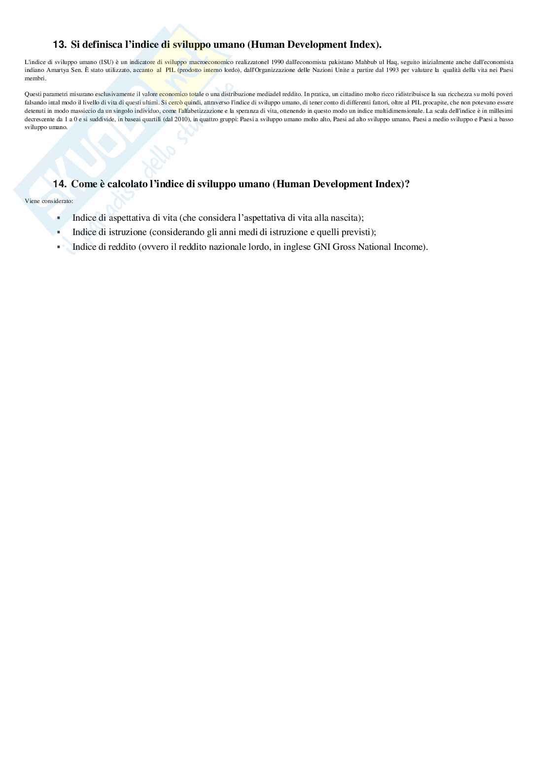 Economia dello sviluppo Pag. 91