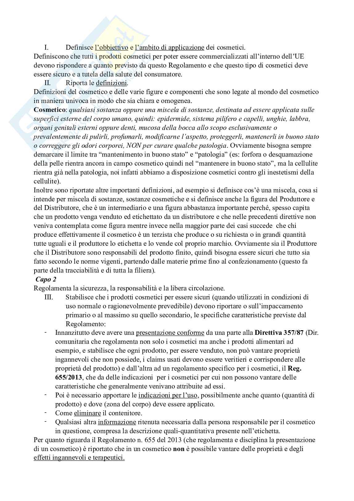 Riassunto esame Prodotti cosmetici, Prof. Manconi Maria, libro consigliato Cosmetologia: dalla dermocosmesi funzionale alla cosmeceutica , Borellini Pag. 2
