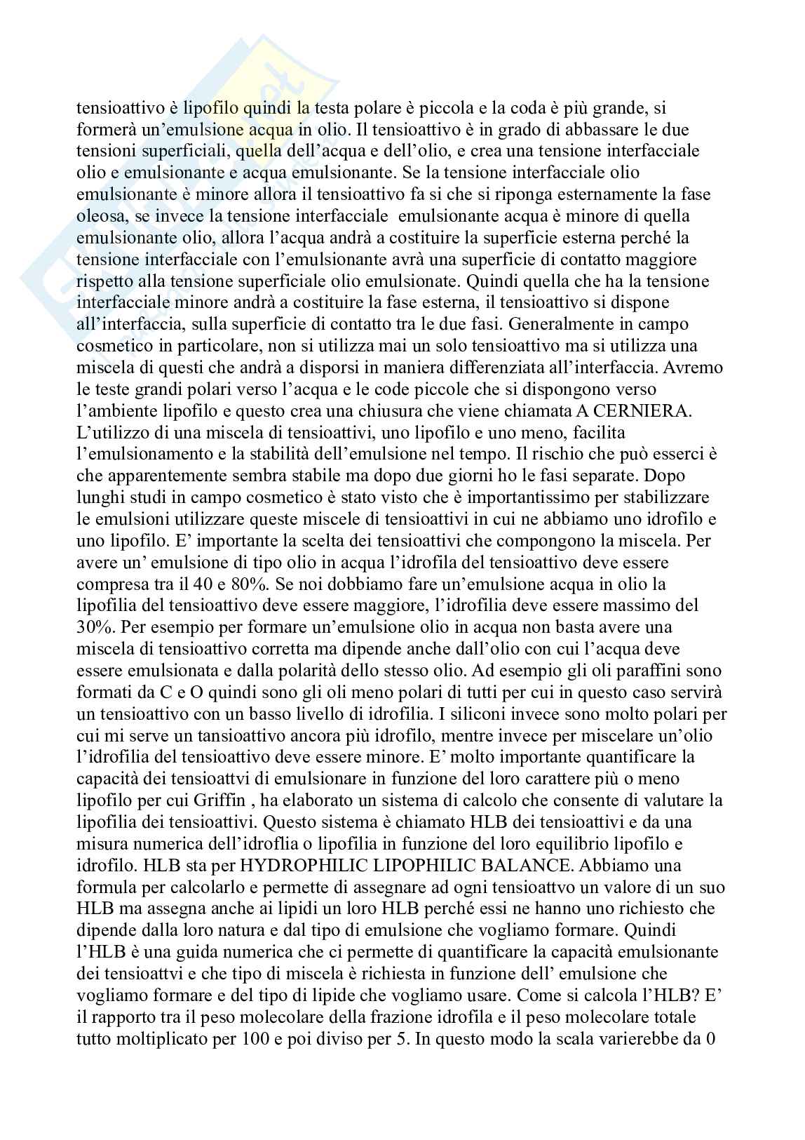 Riassunto esame Prodotti cosmetici, Prof. Manconi Maria, libro consigliato Cosmetologia: dalla dermocosmesi funzionale alla cosmeceutica , Borellini Pag. 41
