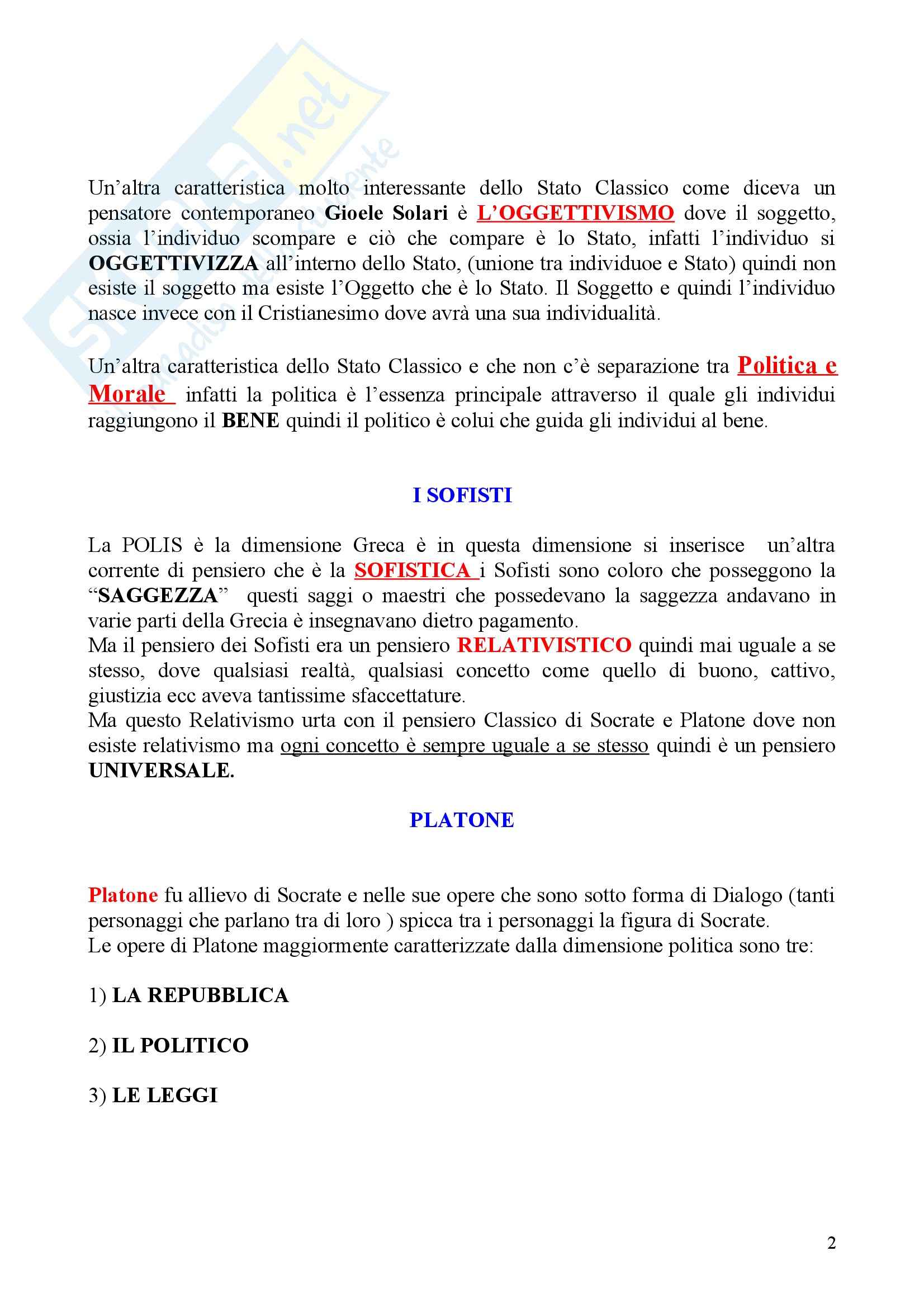 Storia delle dottrine politiche - le varie forme di governo classiche Pag. 2