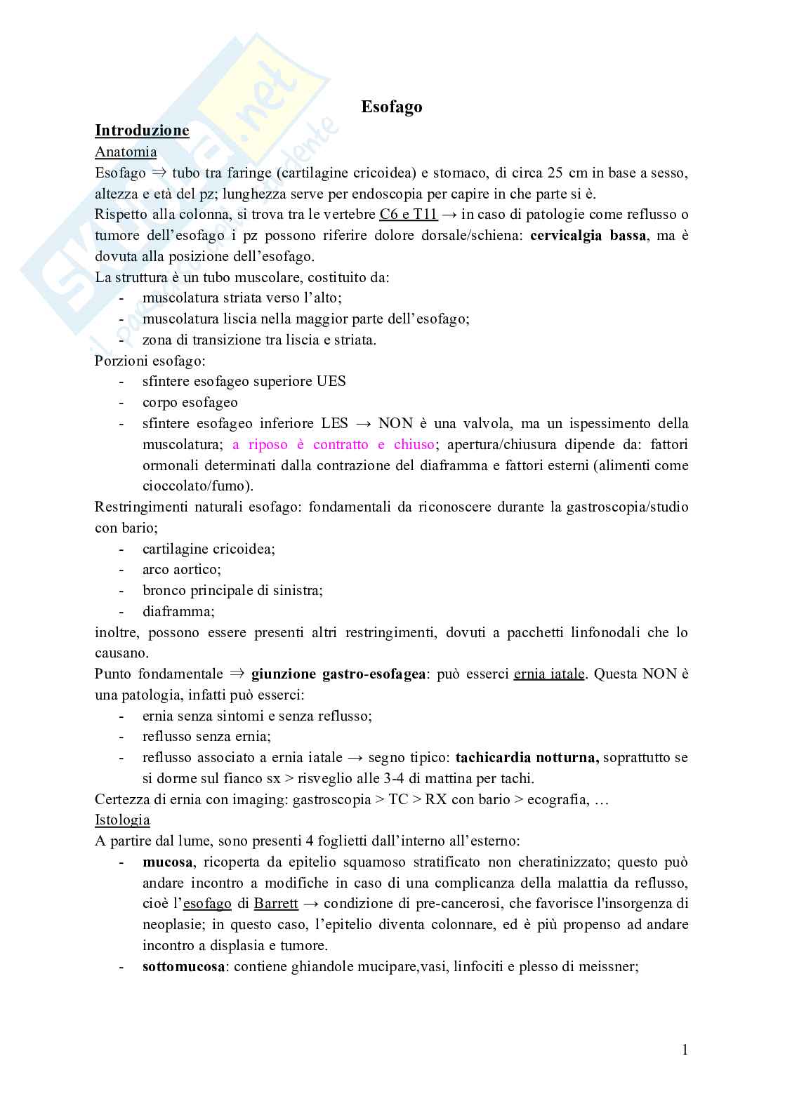 Schemi di Gastroenterologia Pag. 1