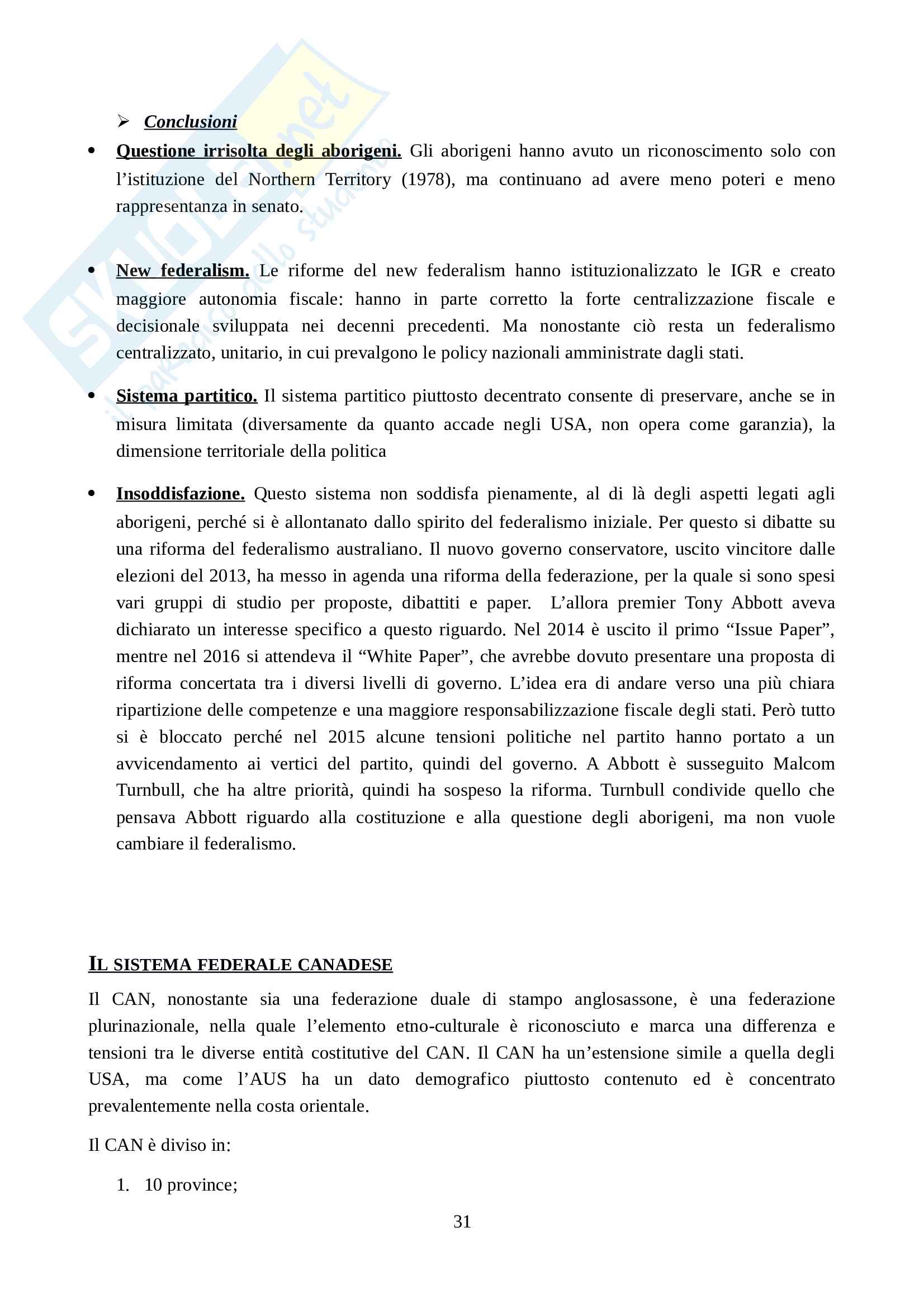 Sistemi Federali Comparati Pag. 31