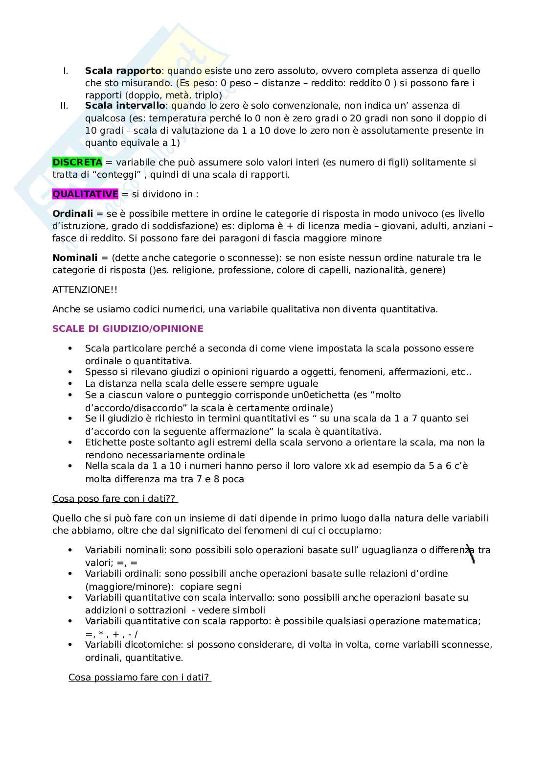 Appunti prima lezione di Tecniche di analisi e raccolta dati M2 Pag. 2
