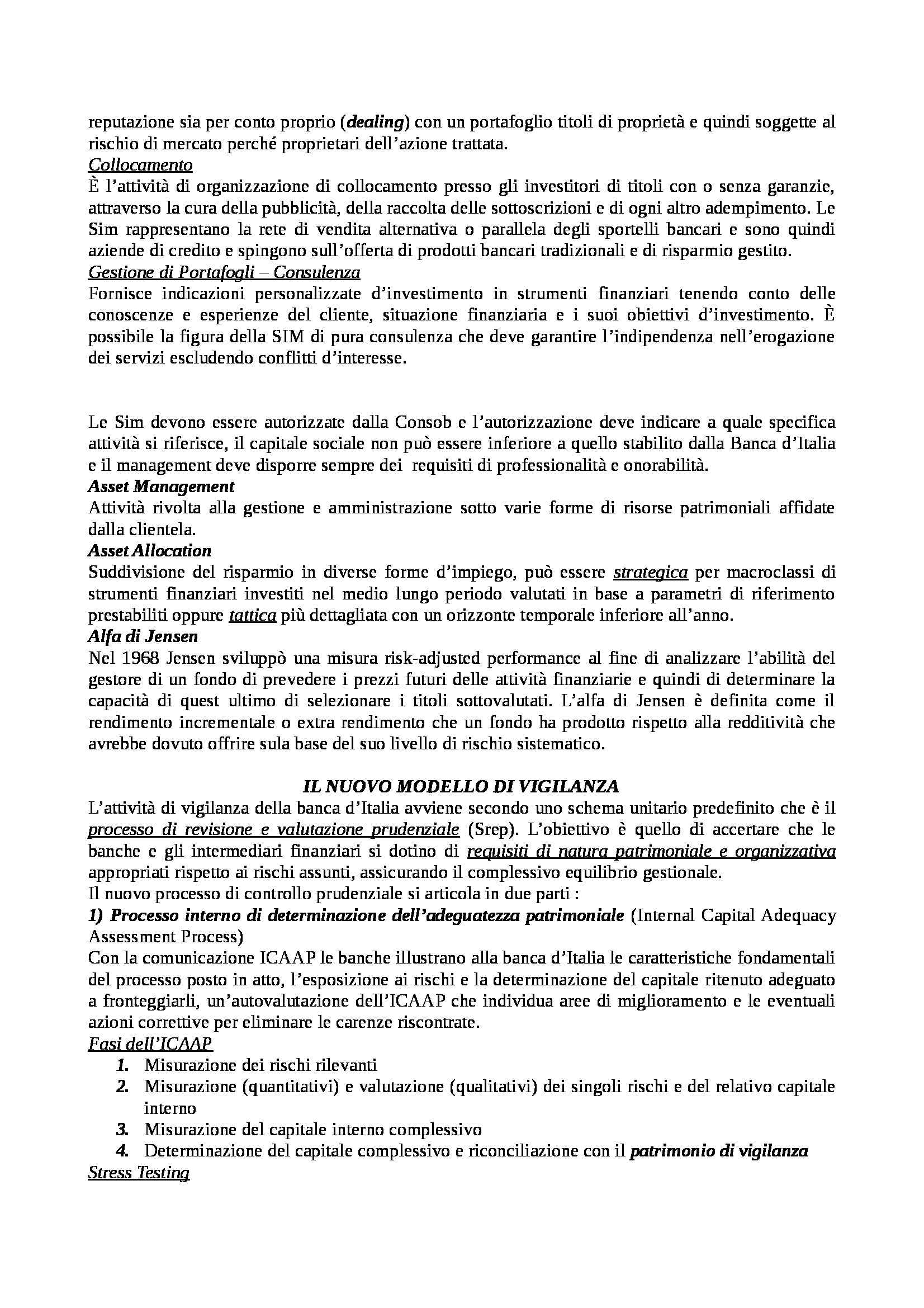 Economia degli intermediari finanziari - Appunti Pag. 11